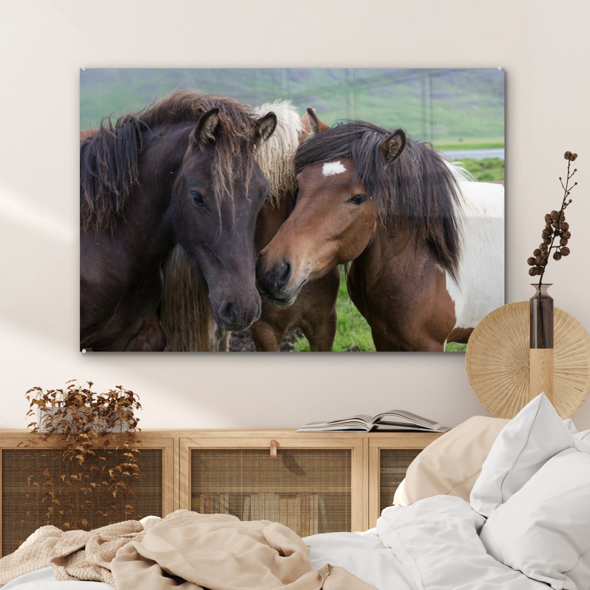 MuchoWow Acrylglasbild Pferde - Tiere - Acrylglasbilder St), & Schlafzimmer Wohnzimmer Braun, (1