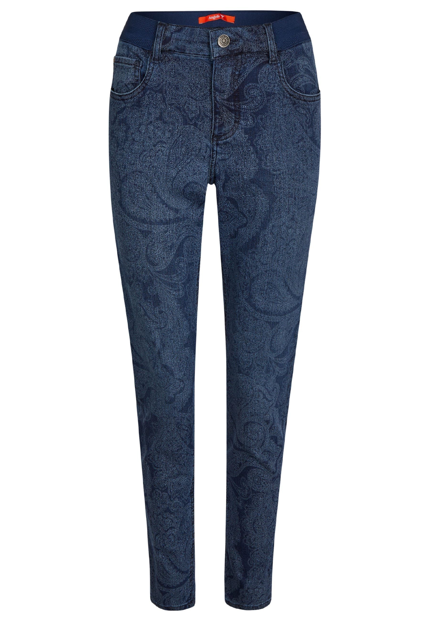 ANGELS Label-Applikationen One Paisley-Muster mit mit Slim-fit-Jeans Size Jeans blue