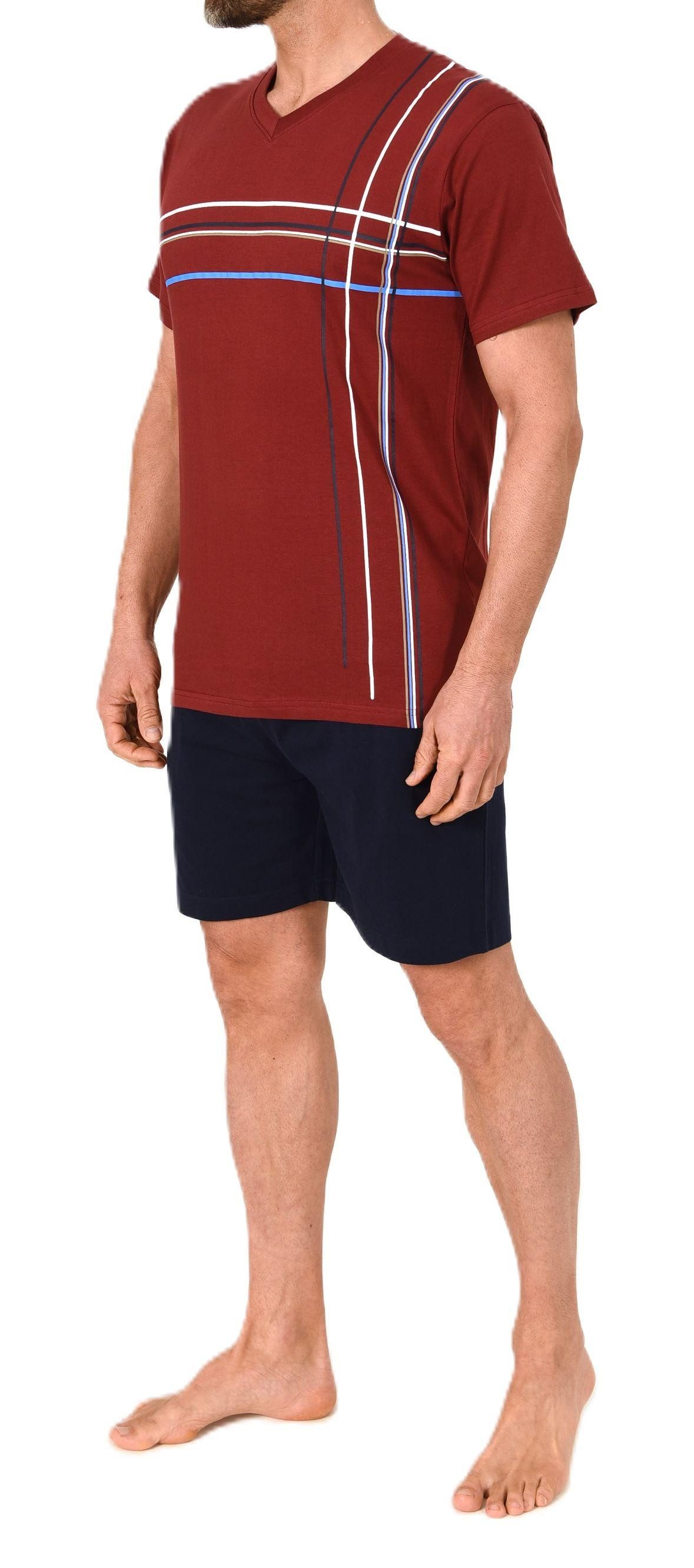 Normann Pyjama Herren Shorty Schlafanzug kurzarm mit Frontprint - auch in Übergrößen