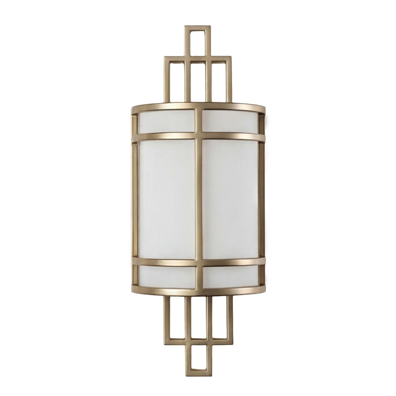 Licht-Erlebnisse Wandleuchte SHOJI, ohne Leuchtmittel, Vintage Design Glas Metall E27 in Messing Creme H: 39 cm