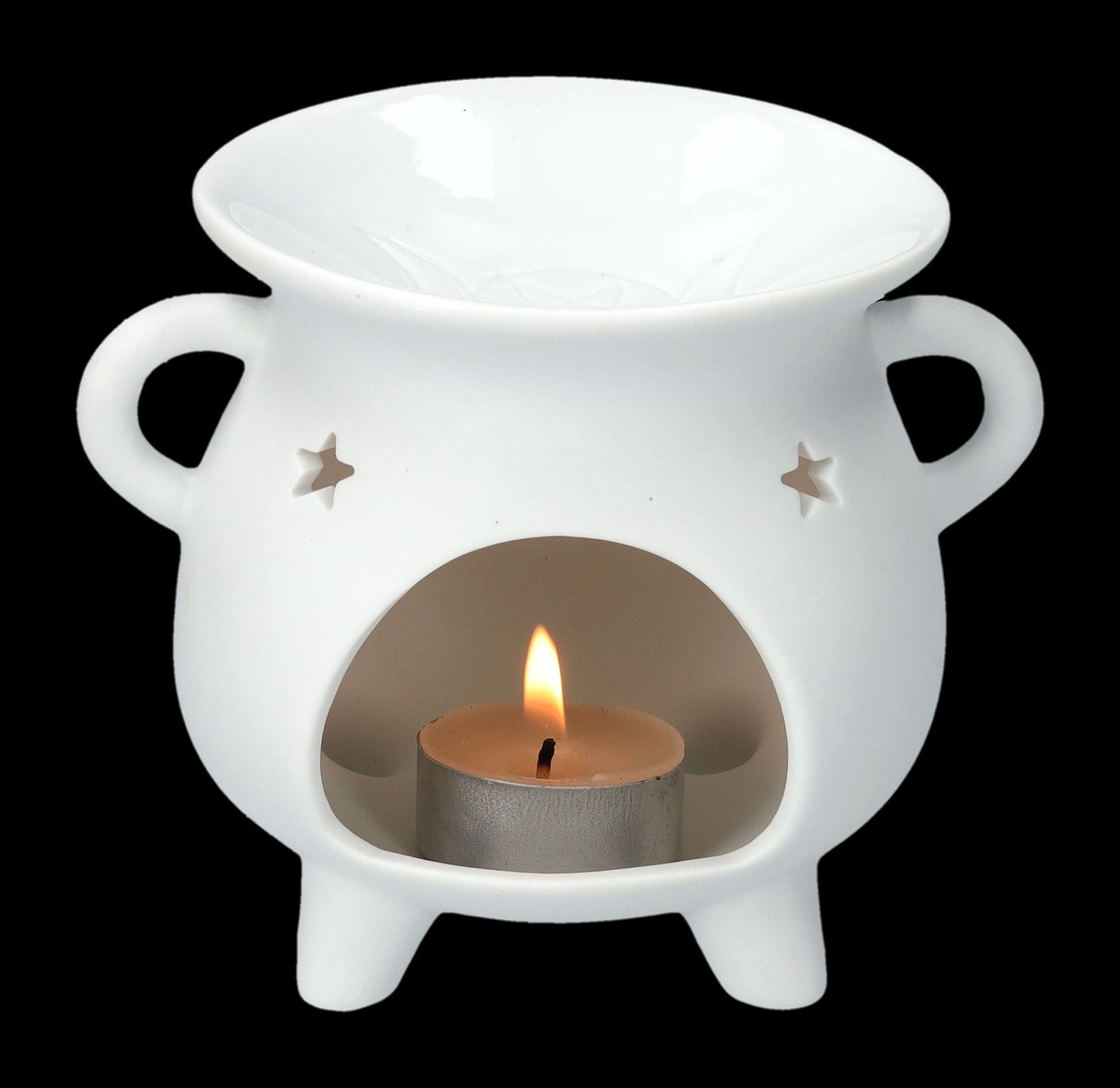 Figuren Shop GmbH Duftlampe Duftlampe weiß - Dreifach Mond Pentagramm - Wicca Dekoration