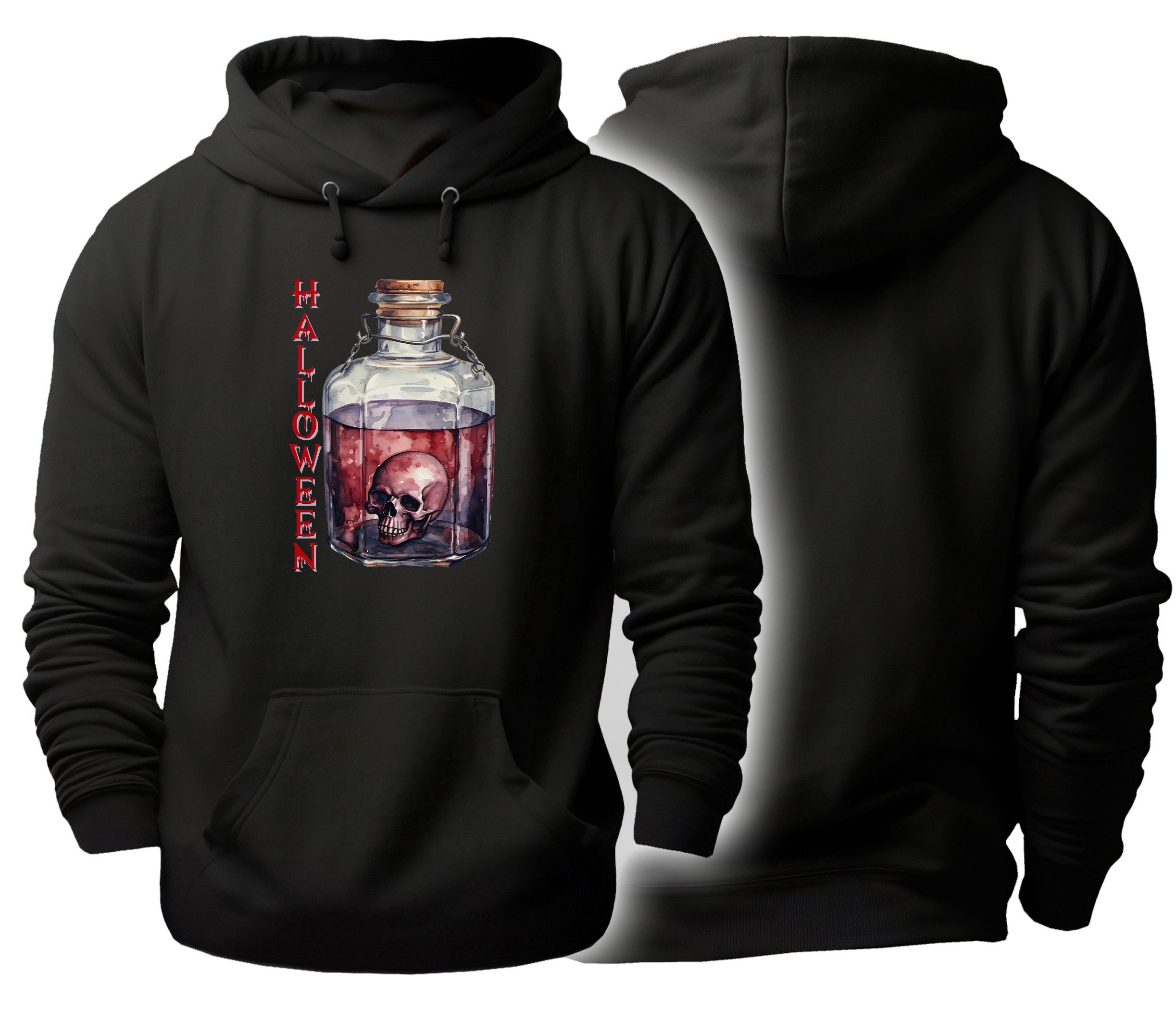 Hoodie Halloween Kapuzen Pulli - Giftflasche mit Schädel