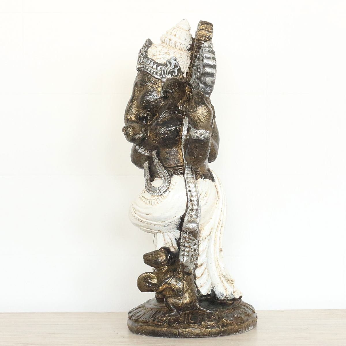 Oriental Galerie Dekofigur Figur Ganesha Weiß Handarbeit Ursprungsland (1 Gold im traditionelle Resin Herstellung St), stehend cm 52 Elefant in