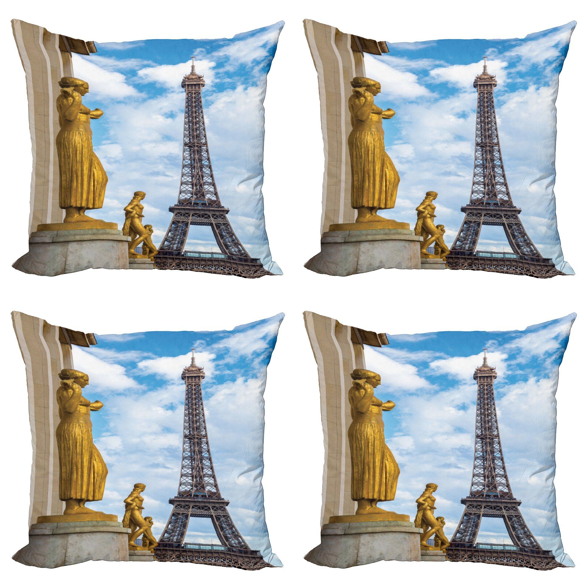 Kissenbezüge Modern Accent Doppelseitiger Digitaldruck, Abakuhaus (4 Stück), Paris Antike Skulpturen Eiffel
