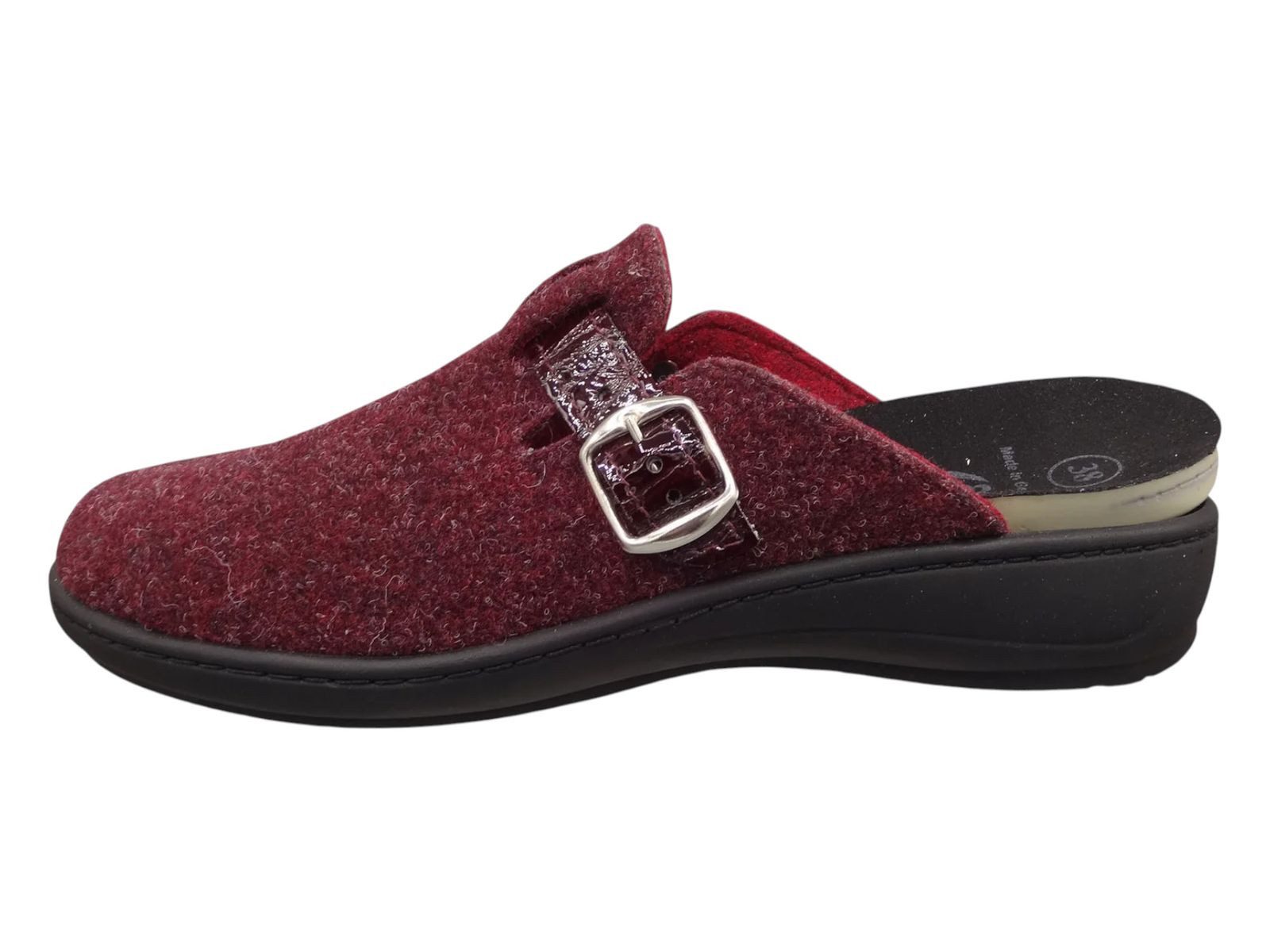 algemare Algemare Damen Filz Pantoffel 8134-5166 magenta rot Hausschuh