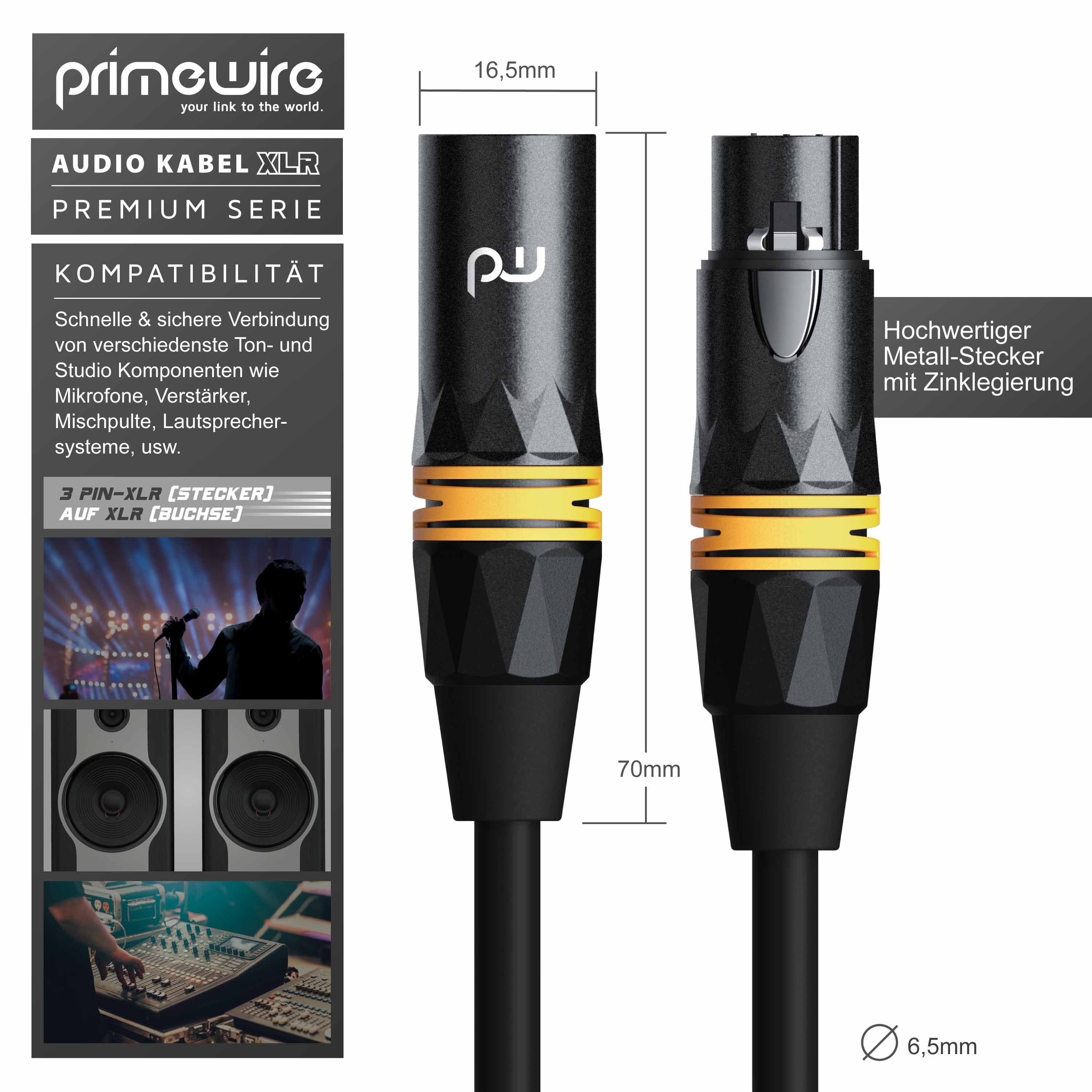 Primewire Audio-Kabel, XLR, XLR Stecker, XLR Buchse (300 cm), XLR Audiokabel - NF-Audiokabel - 3m