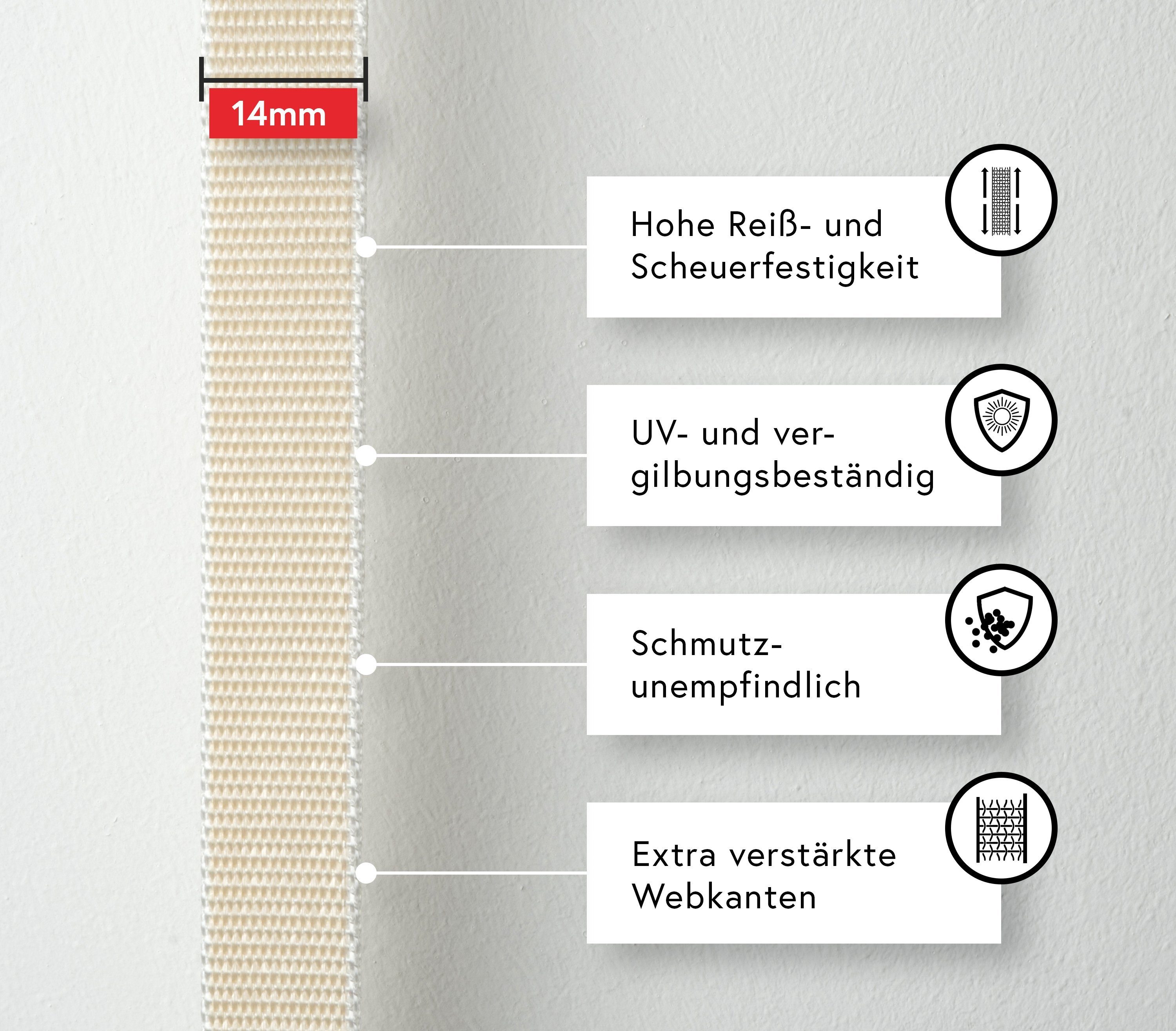 BAUHELD Rollladengurt 6m (14mm 20mm 23mm, [Made in Germany] Rolladengurt an Fenster & Türen geeignet), Gurtband für Rolladen Gurtwickler, Abdeckplatte, Abdeckung