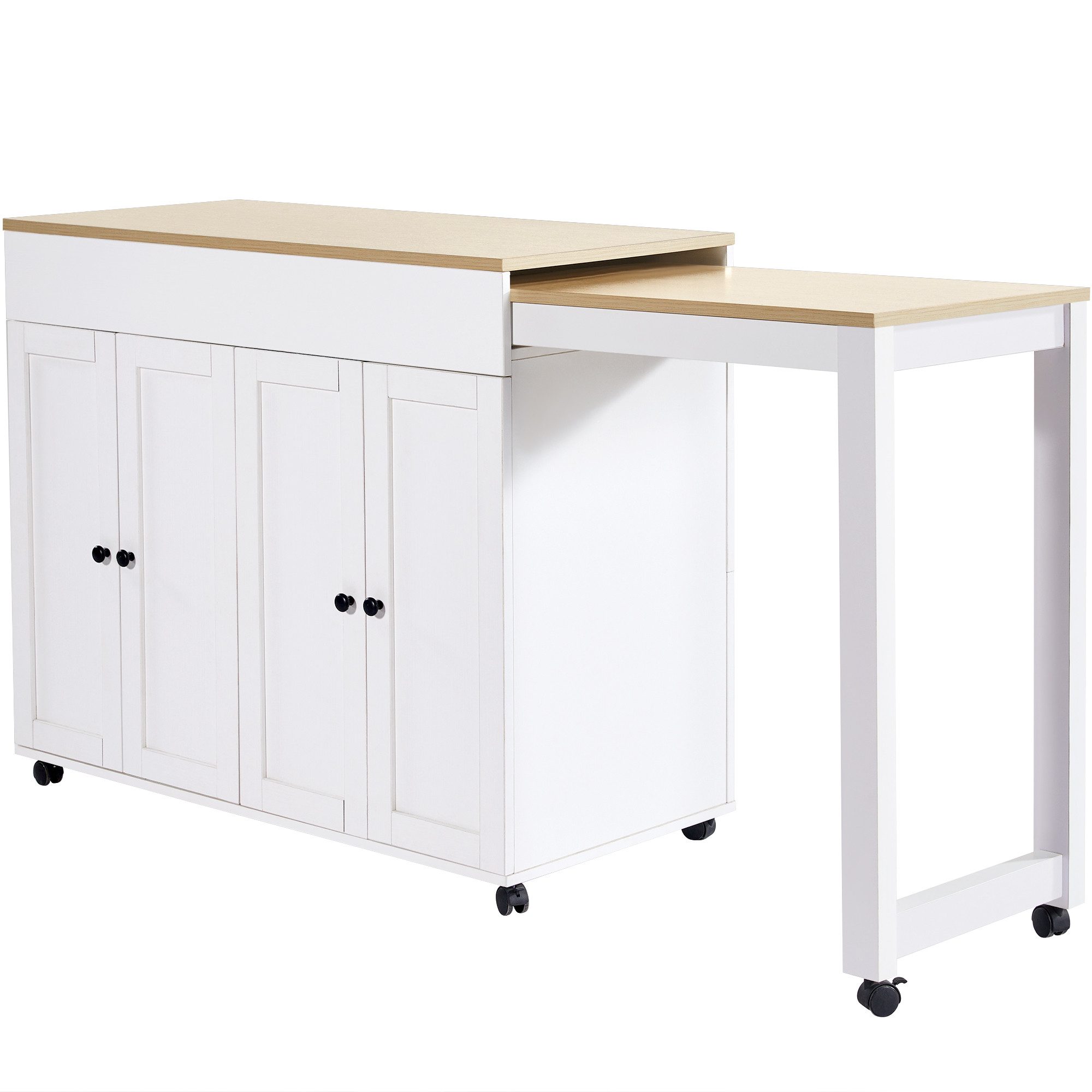 KLAM HOME Bartisch Moderner ausziehbarer Bartisch mit Stauraum(118-180×50×9 günstig online kaufen