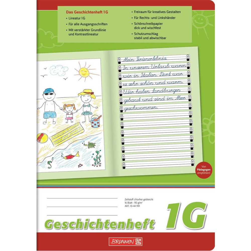 Schulheft Geschichtenheft A4 - Lineatur 1G - 1. Klasse