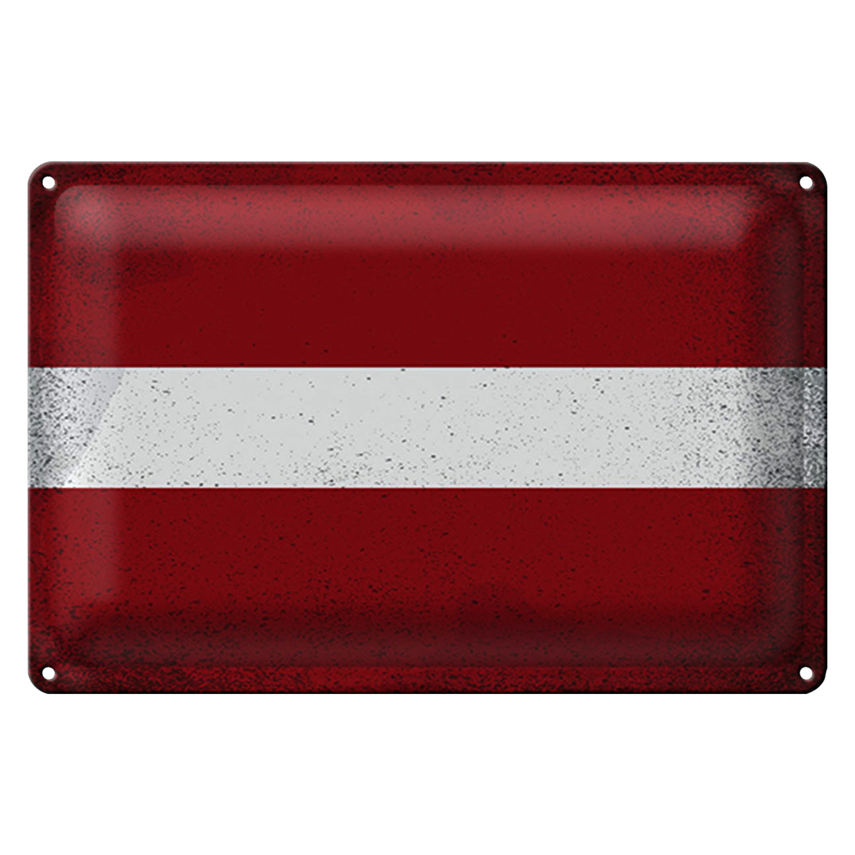 Roomando Metallschild Flagge Lettland 18x12cm Flag of Latvia Vintage