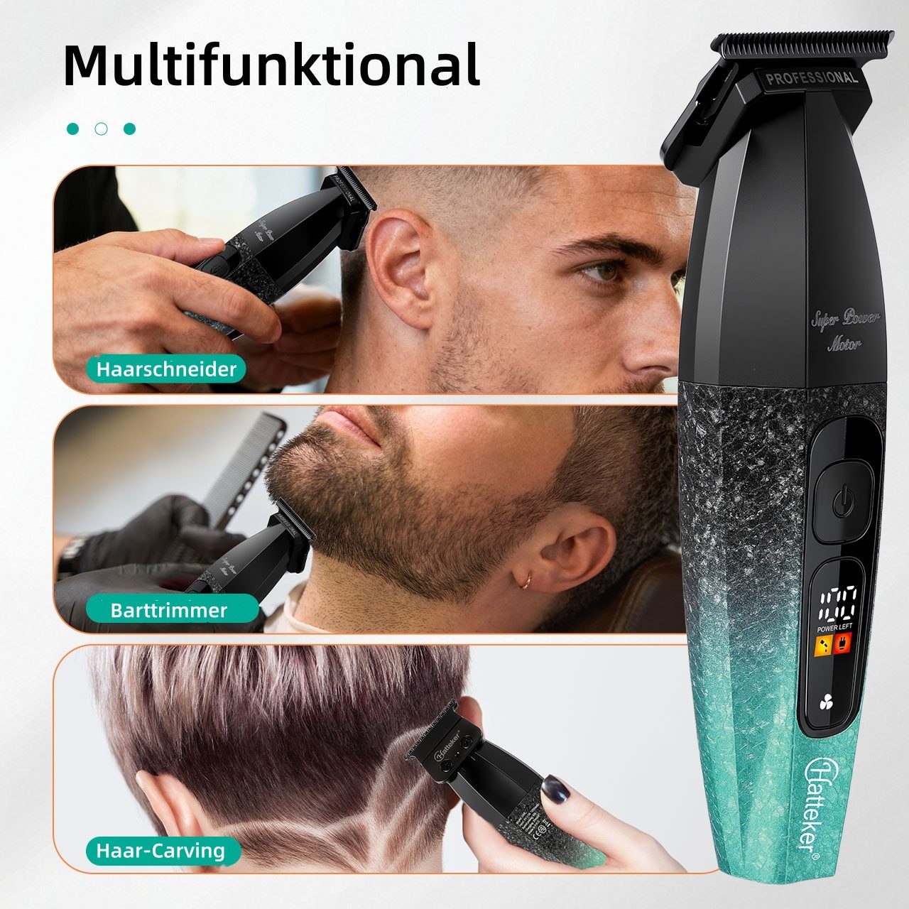 Scttomon Haarschneider G56, Barttrimmer, Trimmer für Haare & Bart, 8000 RPM, LED-Display