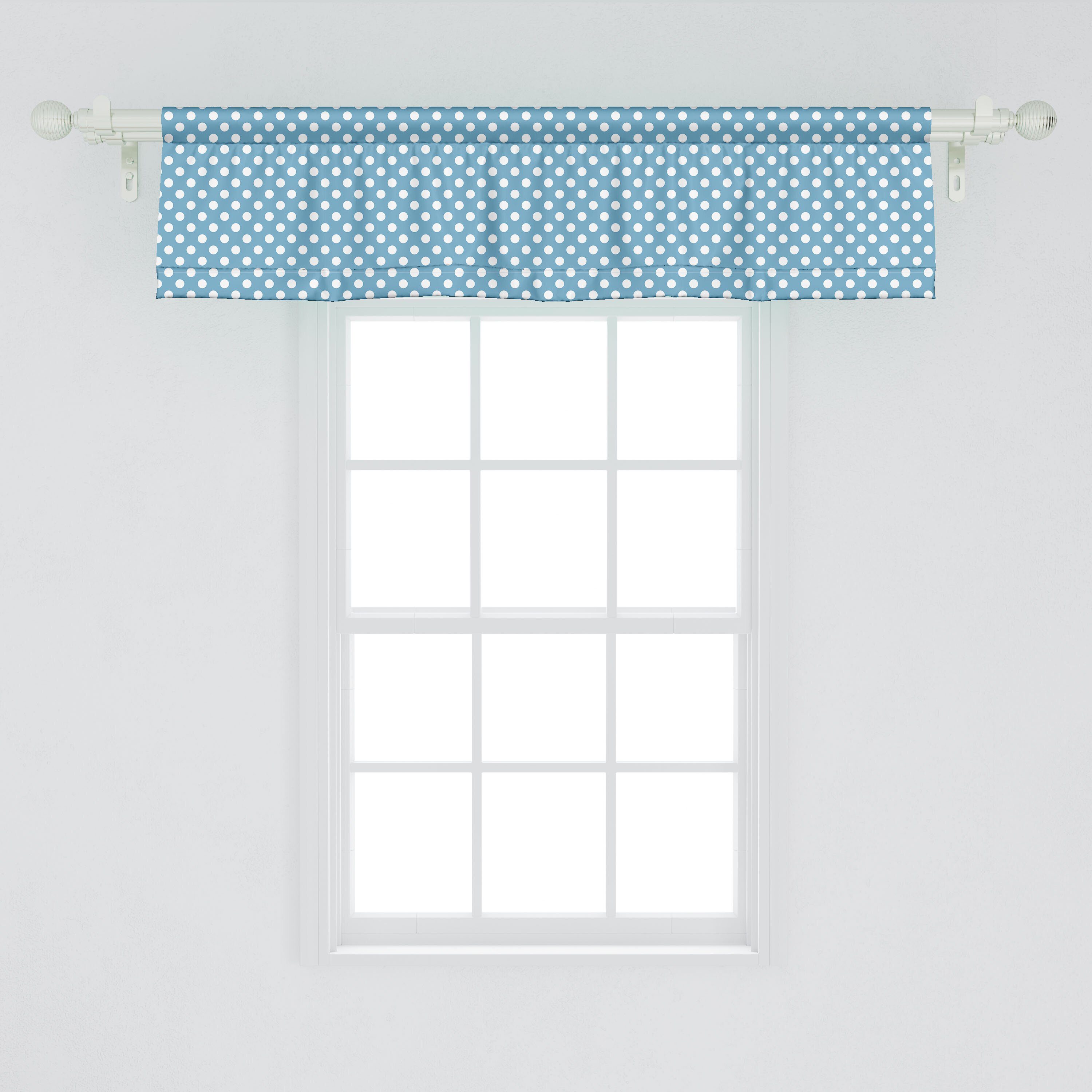 Scheibengardine Vorhang Volant für Küche Schlafzimmer Abakuhaus, Einfaches Dots Dekor Punktmuster Picknick mit Stangentasche, Microfaser, Thema