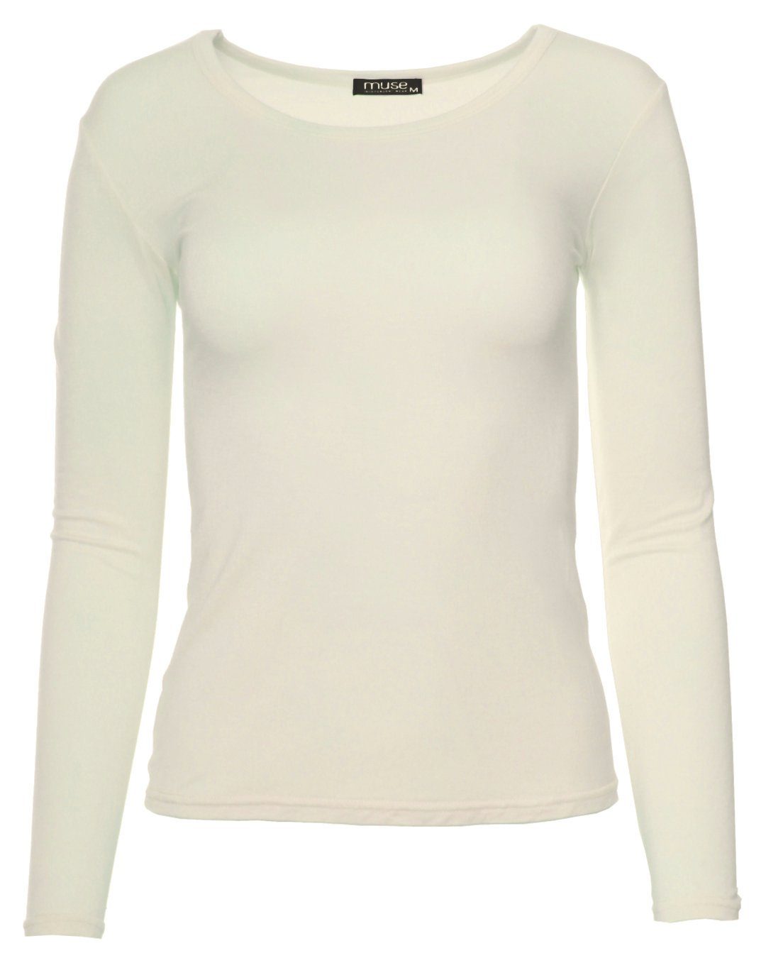 Muse Rundhalsshirt Basic Rundhals Langarmshirt Skinny Fit 1093 günstig online kaufen