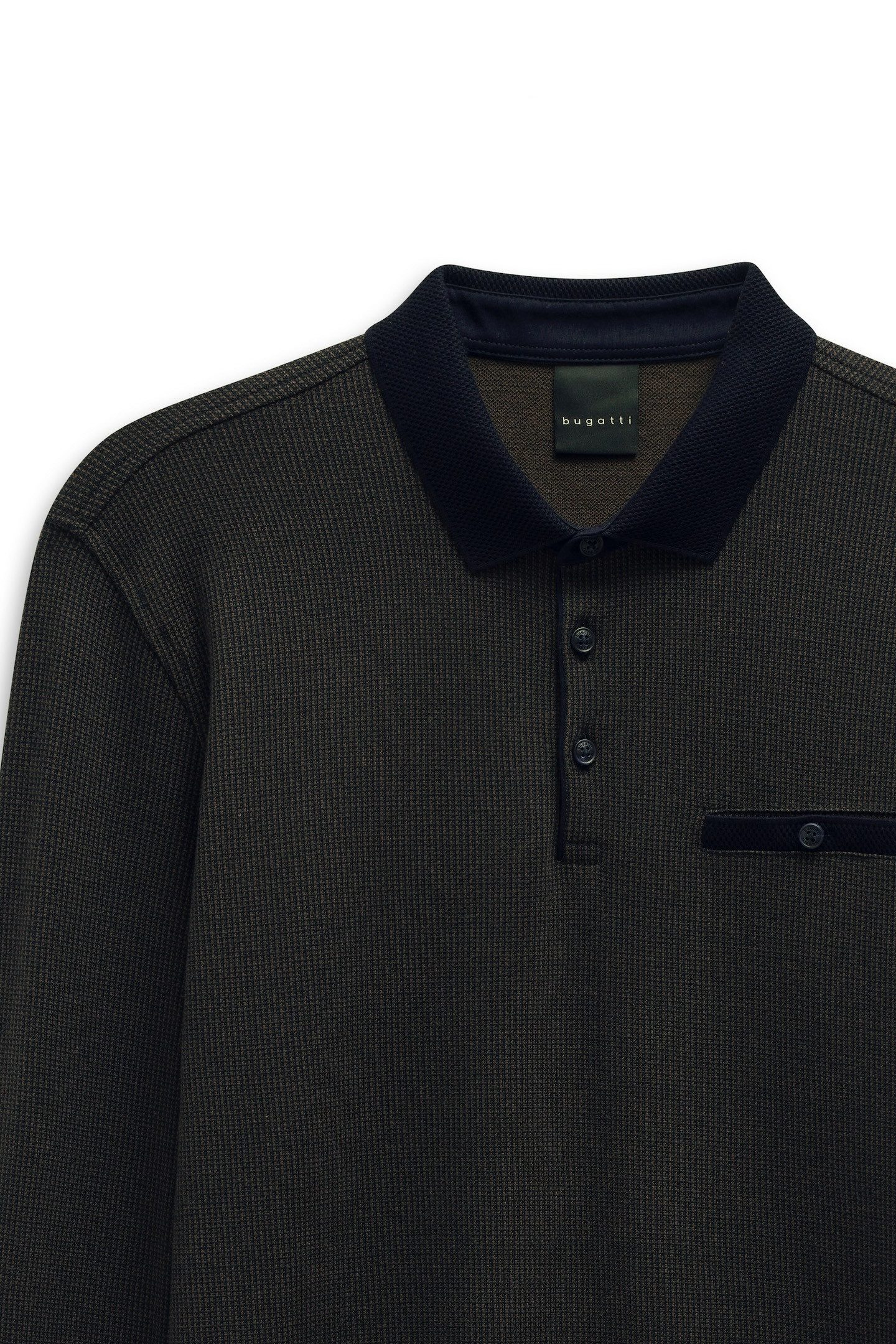 bugatti Langarm-Poloshirt Modern Fit mit Brusttasche
