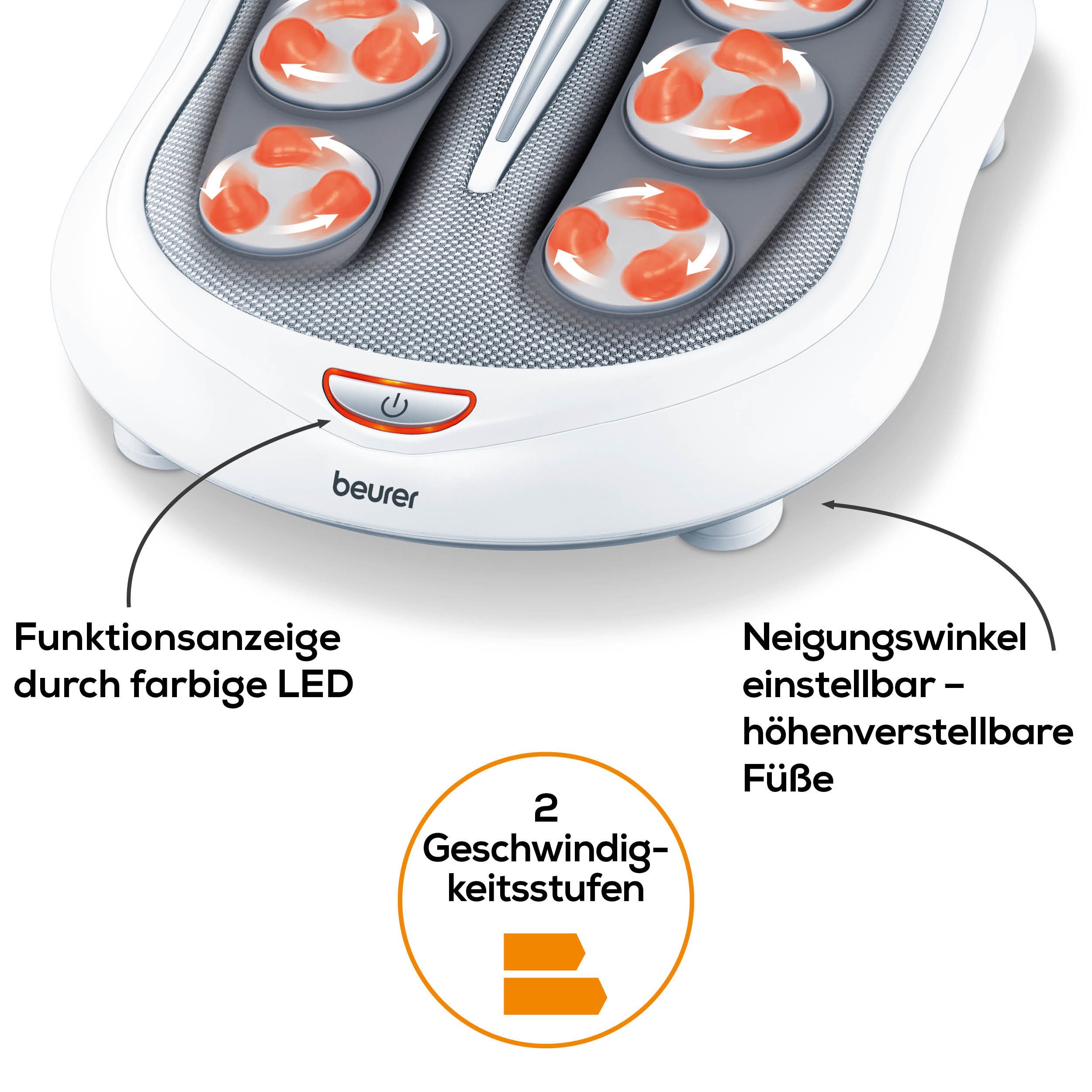 BEURER Shiatsu-Fußmassagegerät FM 60 mit 2 Intensitätsstufen und zuschaltbarer Wärmefunktion, Fördert die Durchblutung und lindert schwere und müde Beine – Bild 4 von 5