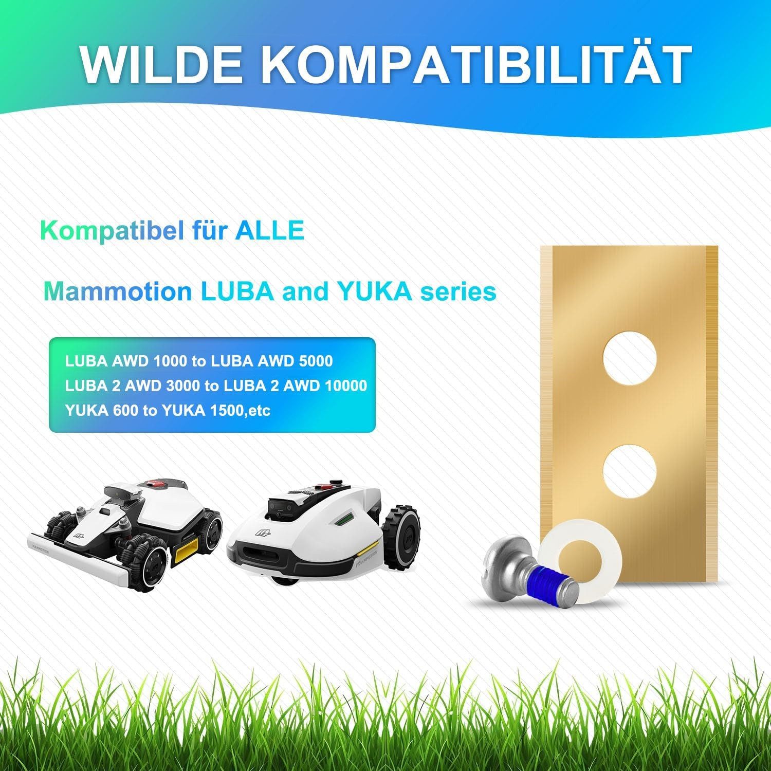 JOYOLEDER Rasenmähermesser 30x Ersatzklingen für Mähroboter Mammotion Luba- und Yuka-Serien (inkl Schrauben, 30-St), Kompatibel mit Mährobotern der Mammotion Luba- und Yuka-Serie