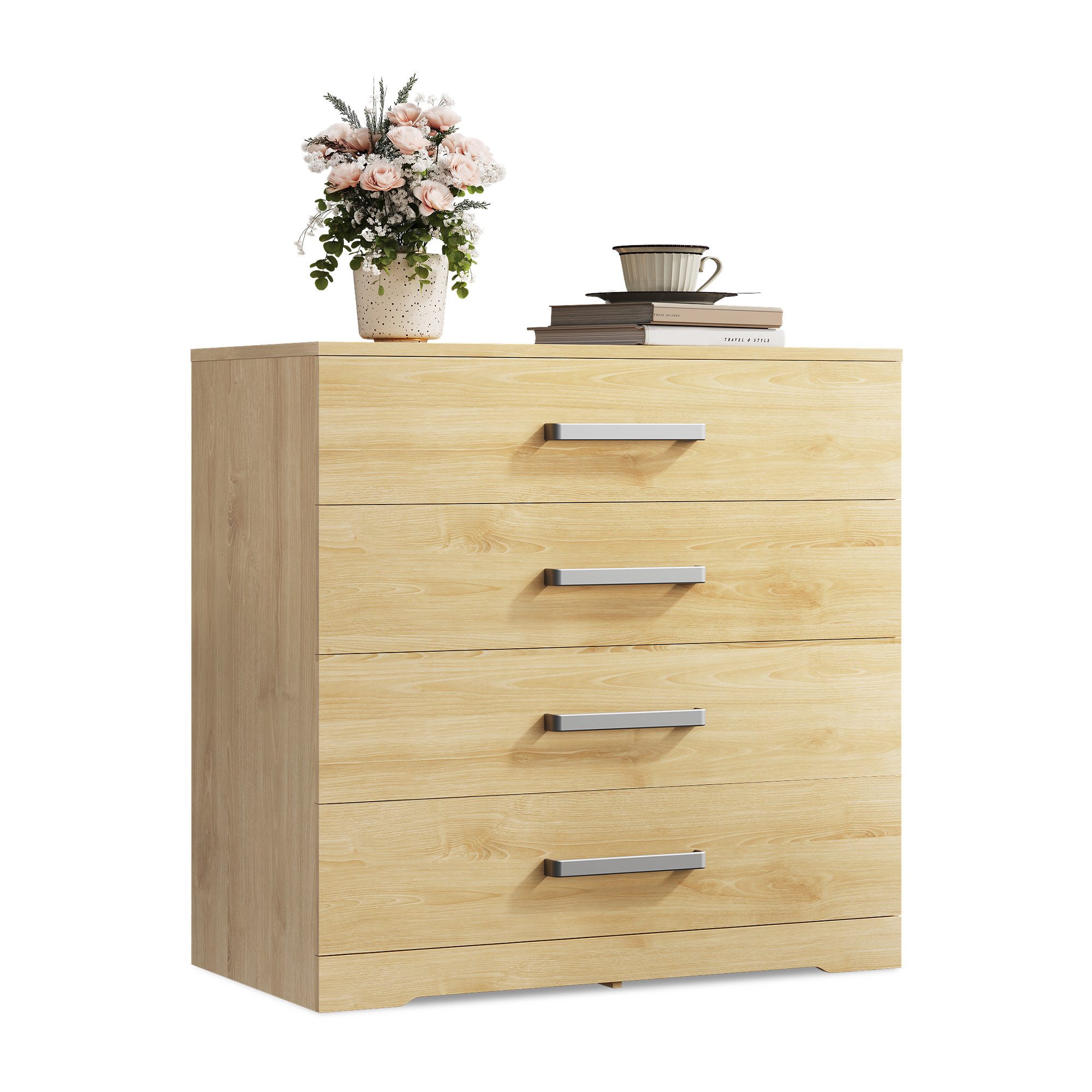 WLIVE Kommode mit 4/5 Schubladen, Moderne Schubladenkommode (Packung, Modernes Sideboard mit 3 Schubladen und 4 Fächern, Breite 75 cm), Vielseitiger Schubladenschrank für Schlafzimmer, Flur & Kinderzimmer