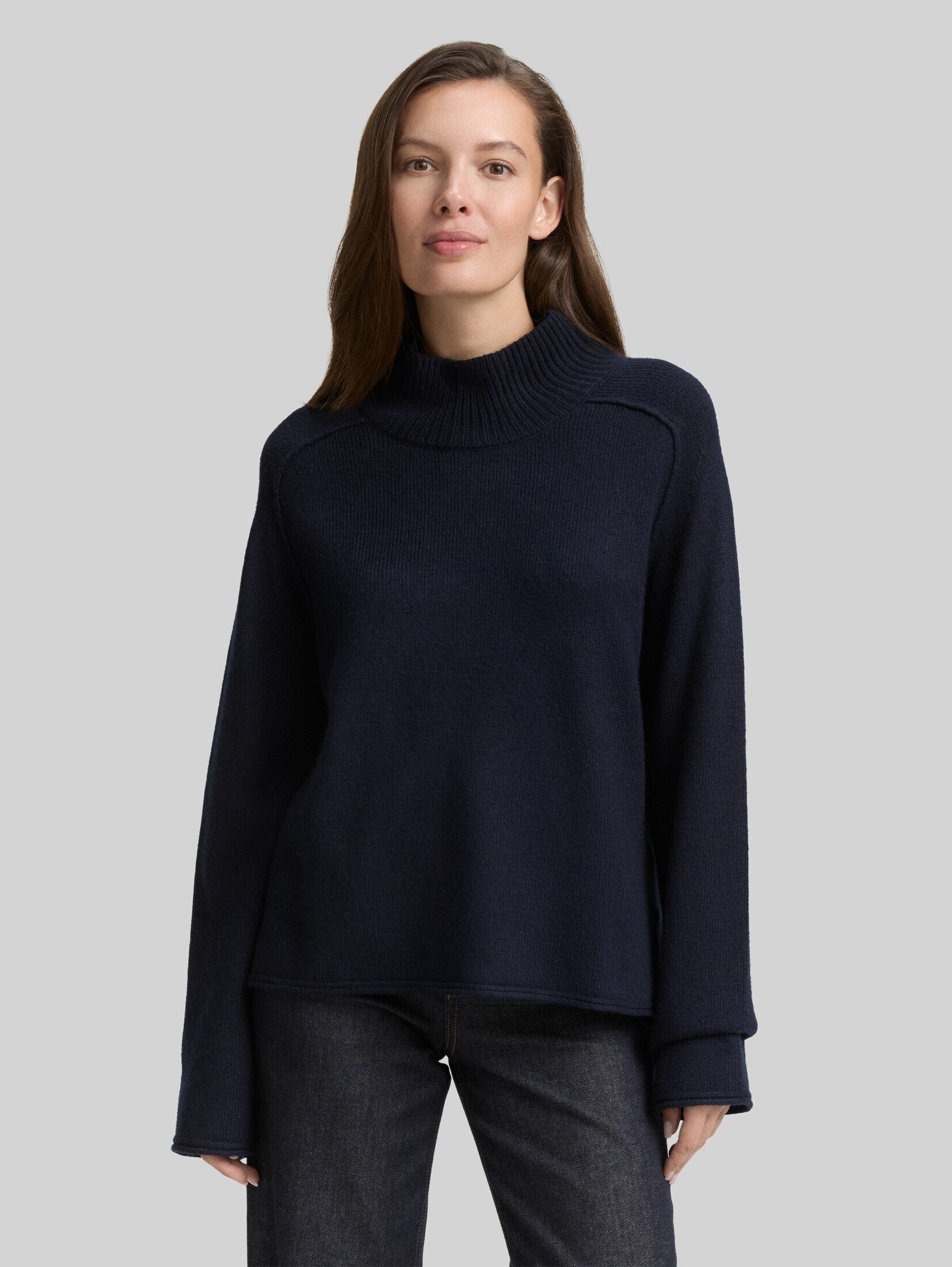 TOM TAILOR Strickpullover Pullover & Strickjacken Loose Fit Strickpullover mit Stehkragen