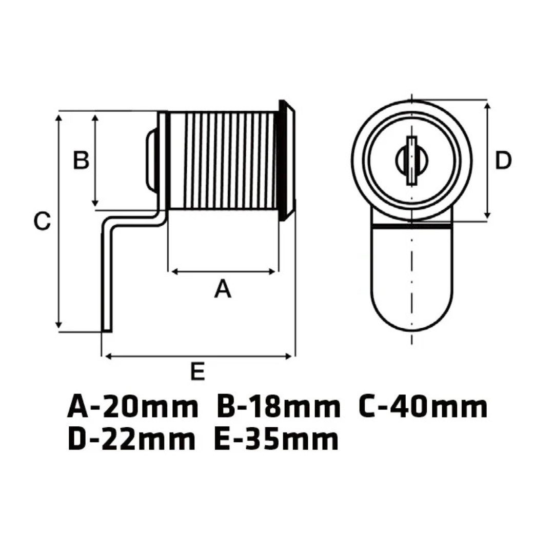 BENSON Briefkastenschloss Briefkastenschloss Hebelzylinder 20x18 mm mit 2 Schlüsseln, (3-St., Set), Inkl. 2 Schlüssel, Hebelzylinder – Bild 4 von 4