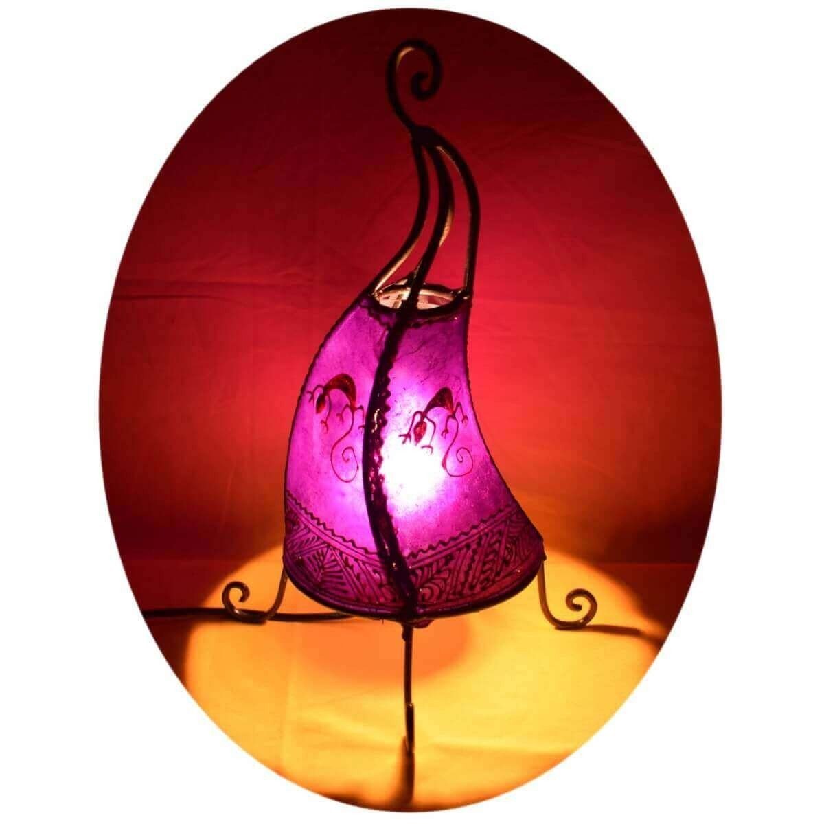 Gecko marokkanische Lederlampe Lila 40 Ambilight, Warmweiß, Coq Stehlampe Leuchtmittel, SIMANDRA ohne cm,