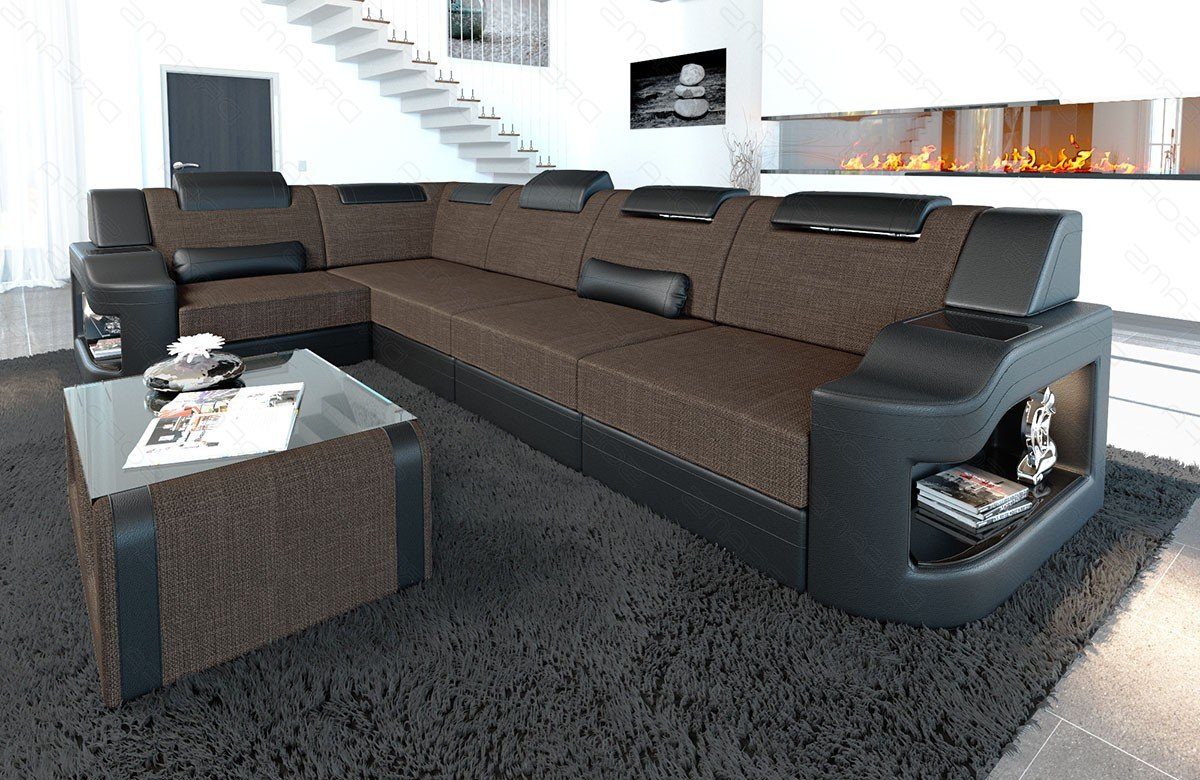 Form Bettfunktion Strukturstoff Padua Dreams Sofa braun-schwarz Stoffsofa, Design H mit Polster L Stoff Ecksofa wahlweise Couch Sofa