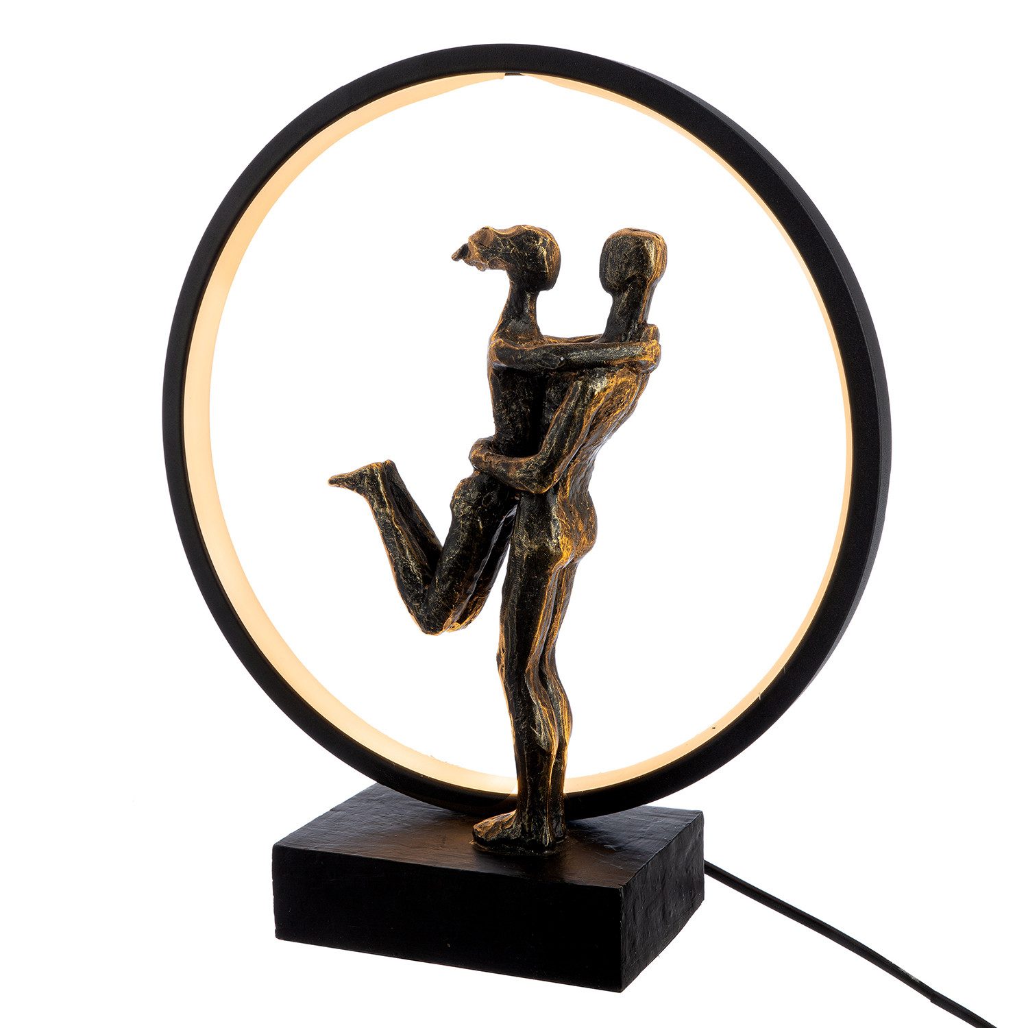 GILDE Tischleuchte HAPPY REUNION Leuchte (LED) - bronze-schwarz - Kunstharz - Höhe 34,5cm, Tischlampe - Schreibtischlampe - Nachttischlampe