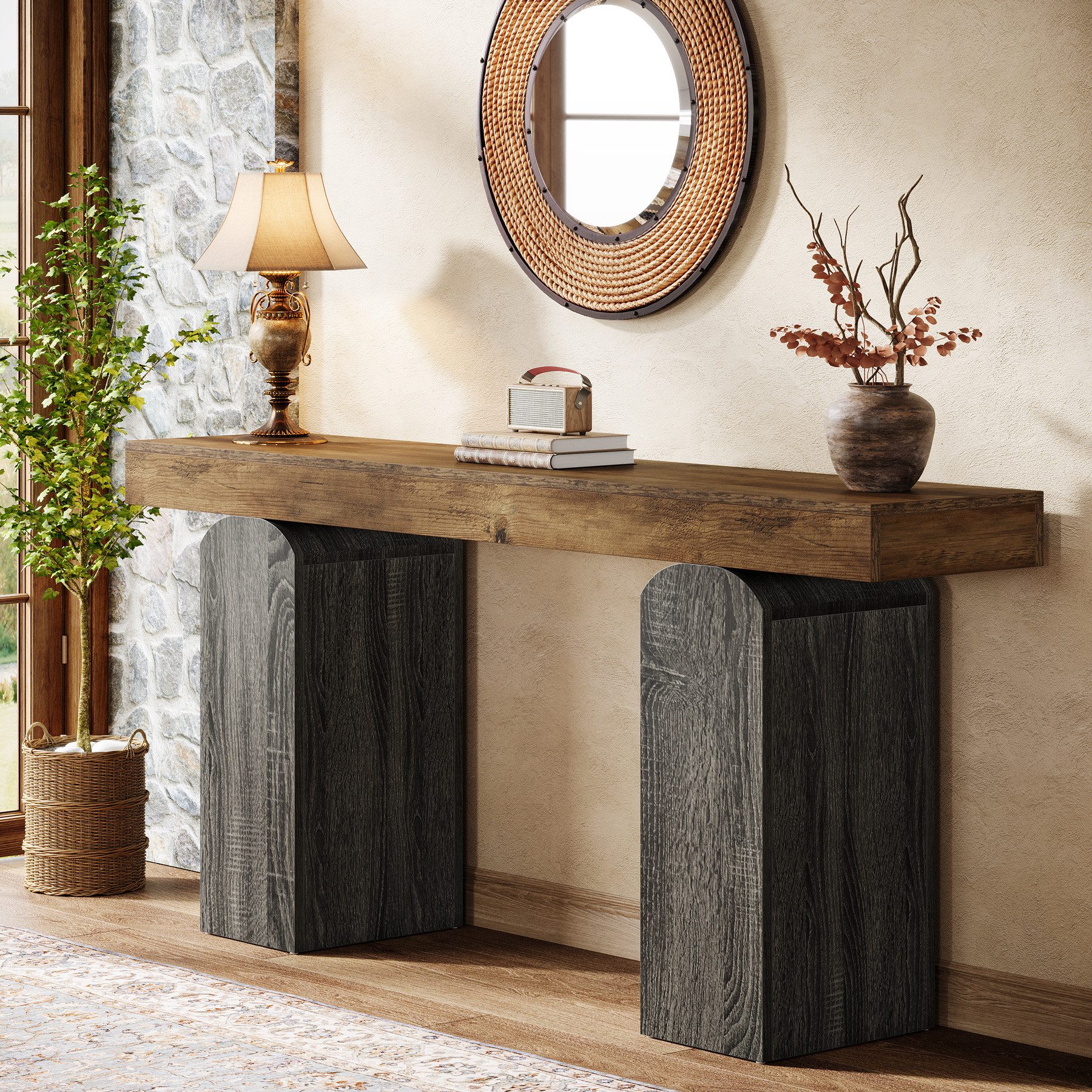 Tribesigns Konsolentisch 160 cm langer Flurtisch, hölzerne Konsolentisch im Landhausstil