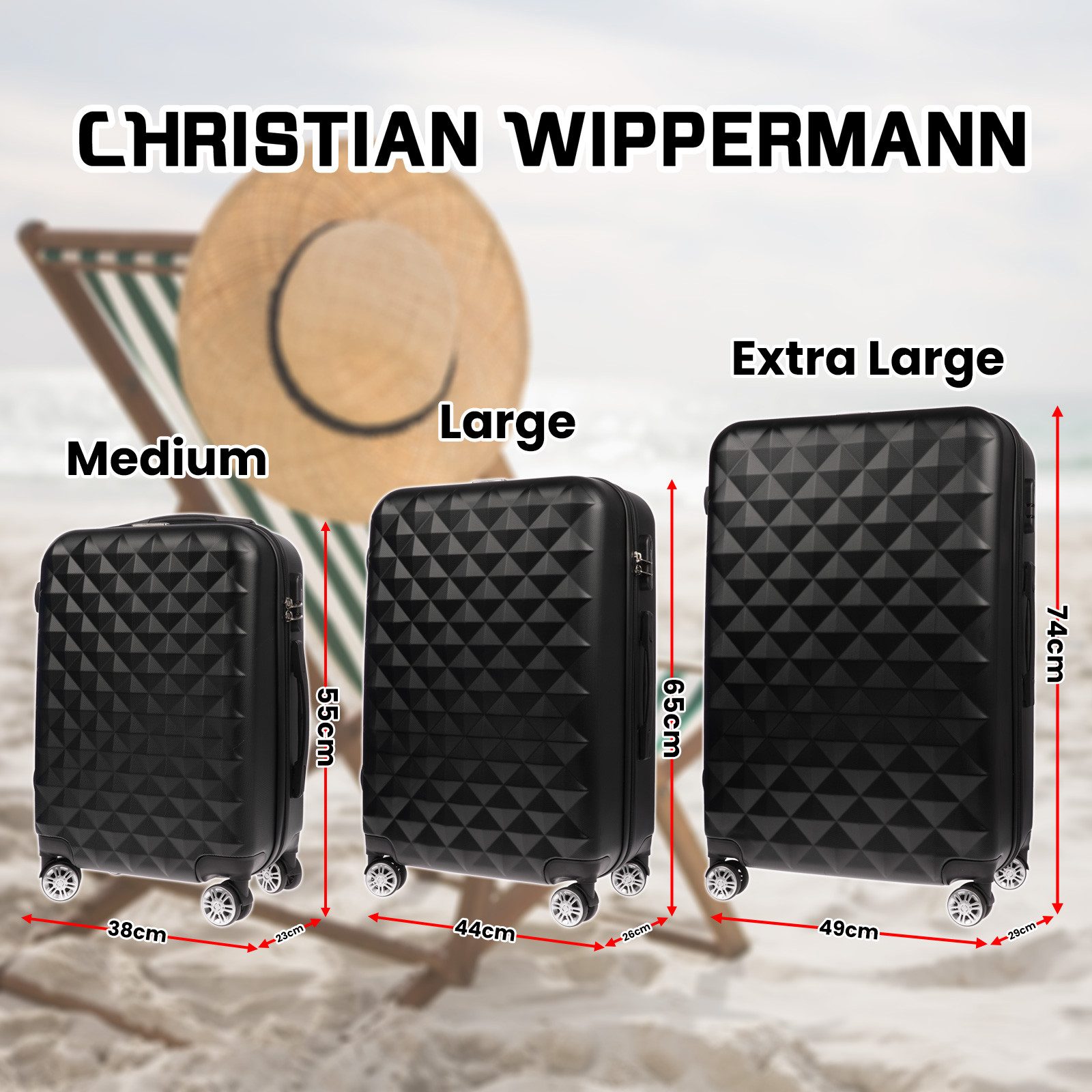 Christian Wippermann Kofferset 3er Trolley Koffer-Set günstig online kaufen