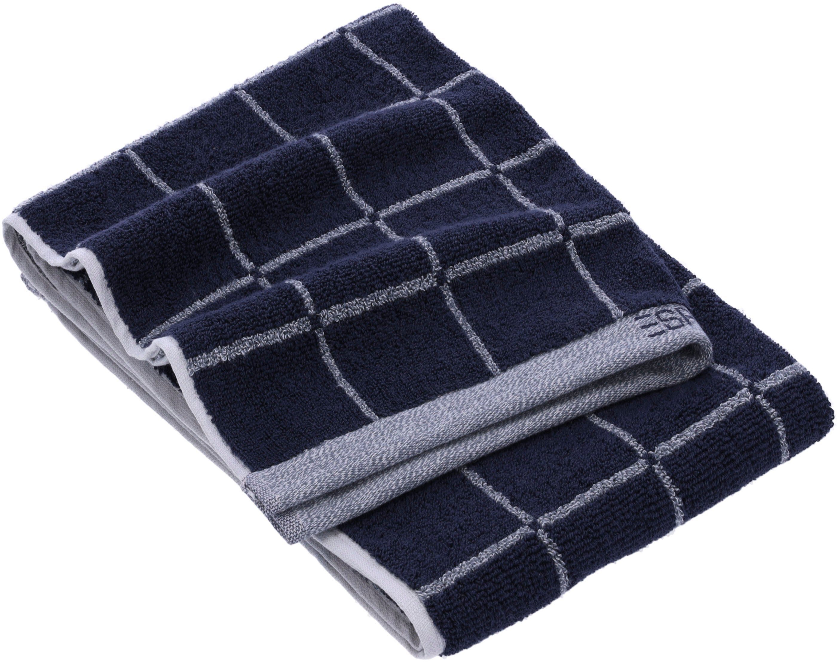 Esprit Handtuch Melange Cube, Walkfrottier Einwebung im Jacquard im und Karodesign Karodesign, (1-St), melange Saum Esprit mit