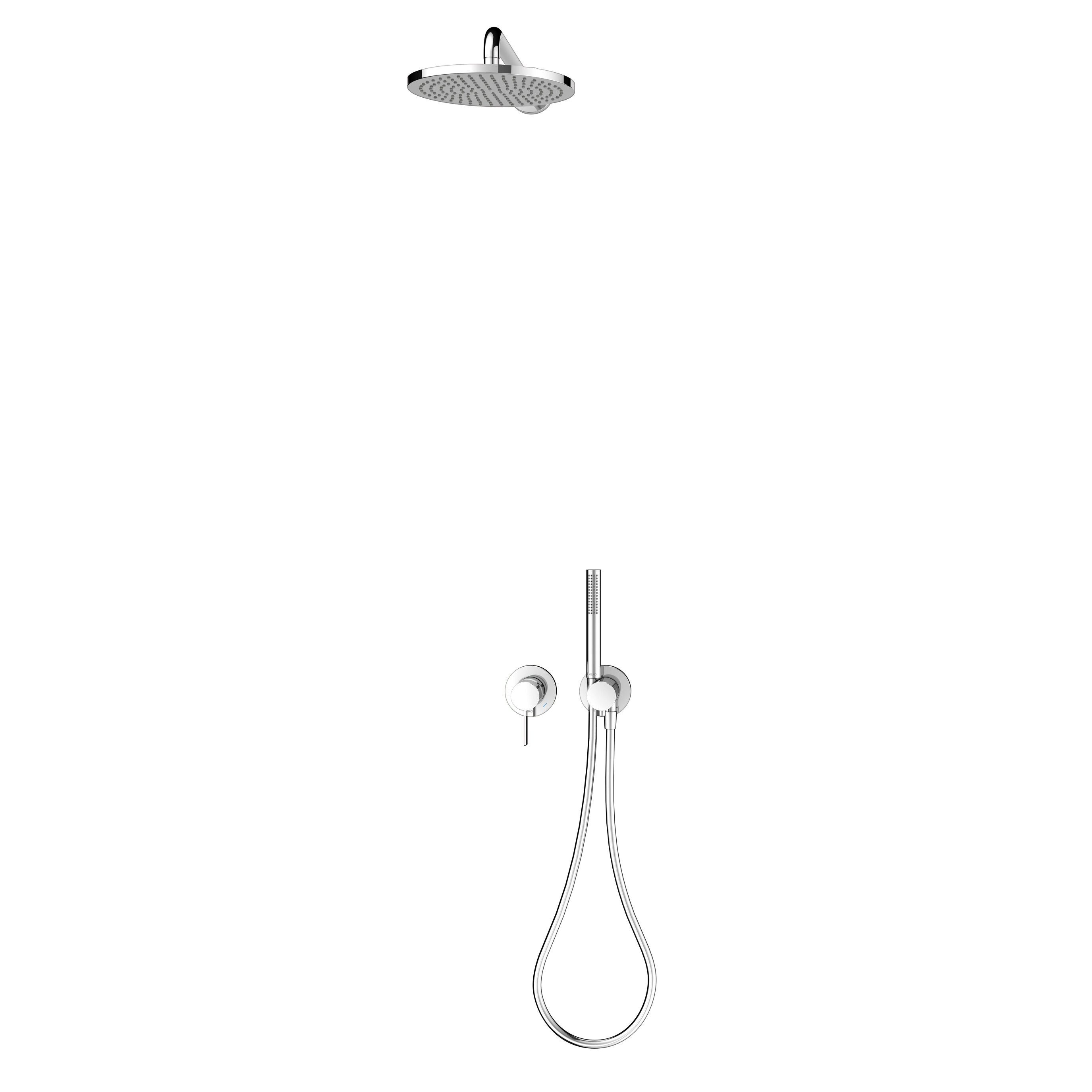 Keuco Duschsystem IXMO, Höhe 38.00 cm, Set, mit Unterputz-Grundkörper & Umstellventil, runde Rosetten, verchromt