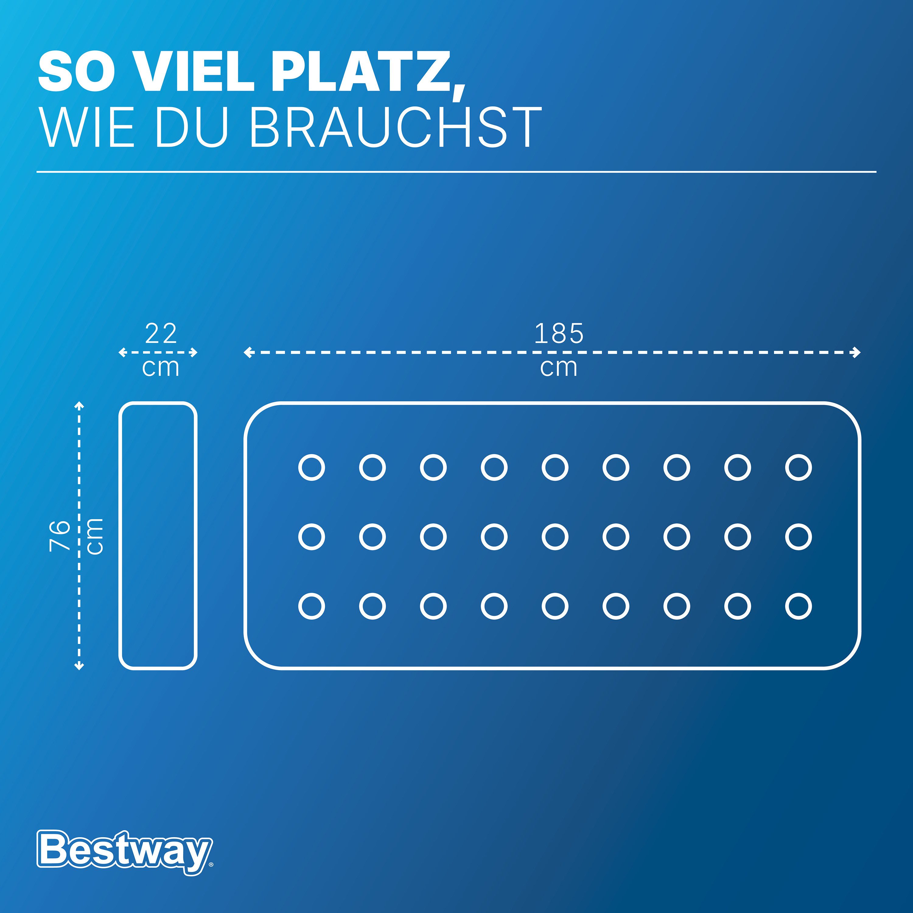 Bestway Luftbett 185 x 76 x 22 cm, (Packung, 1-tlg., Für 1 Person), Ideal für den Innen- und Außengebrauch