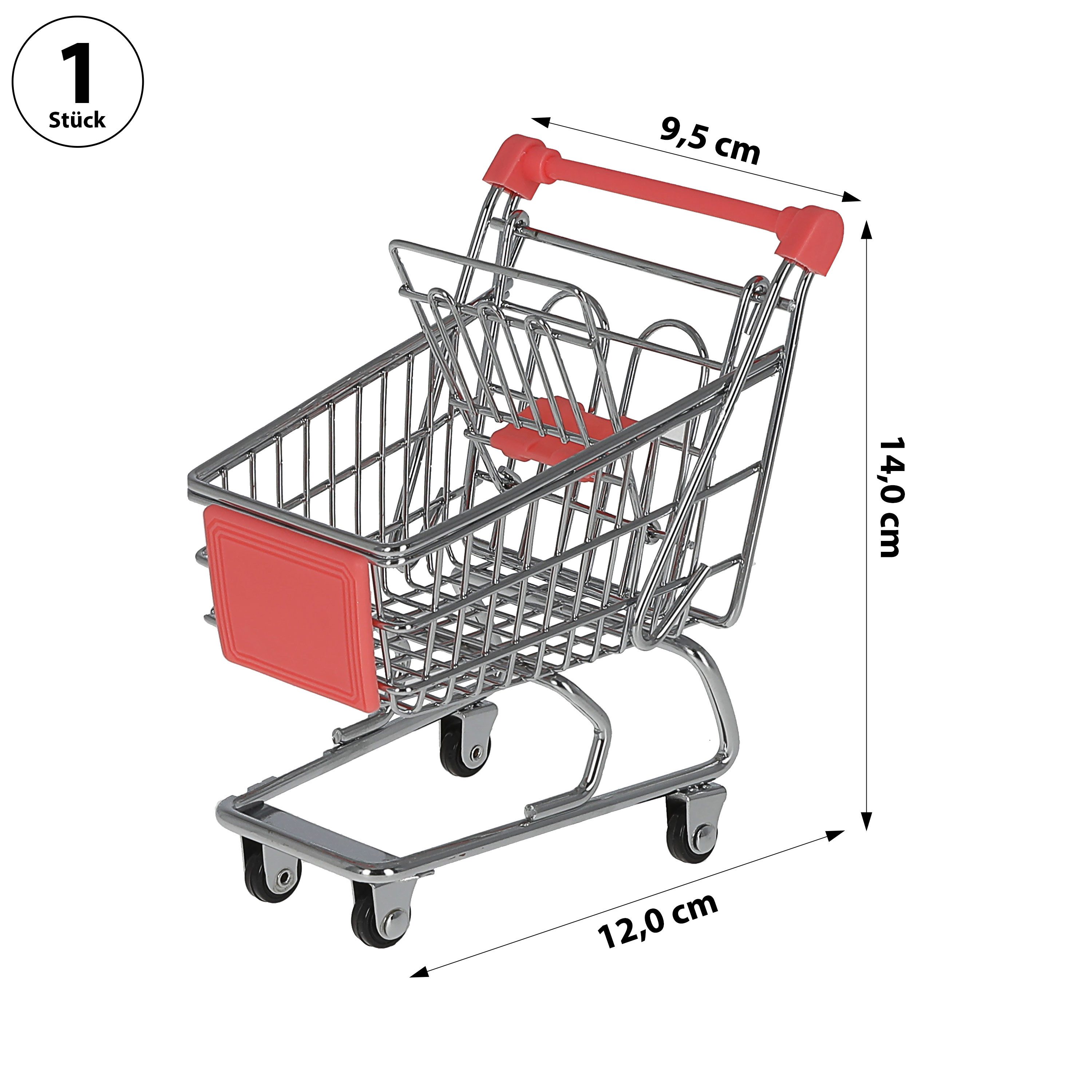 CEPEWA Spiel-Einkaufswagen Miniatur Einkaufswagen 9,5x14x12cm Eisen silber rot Handwagen