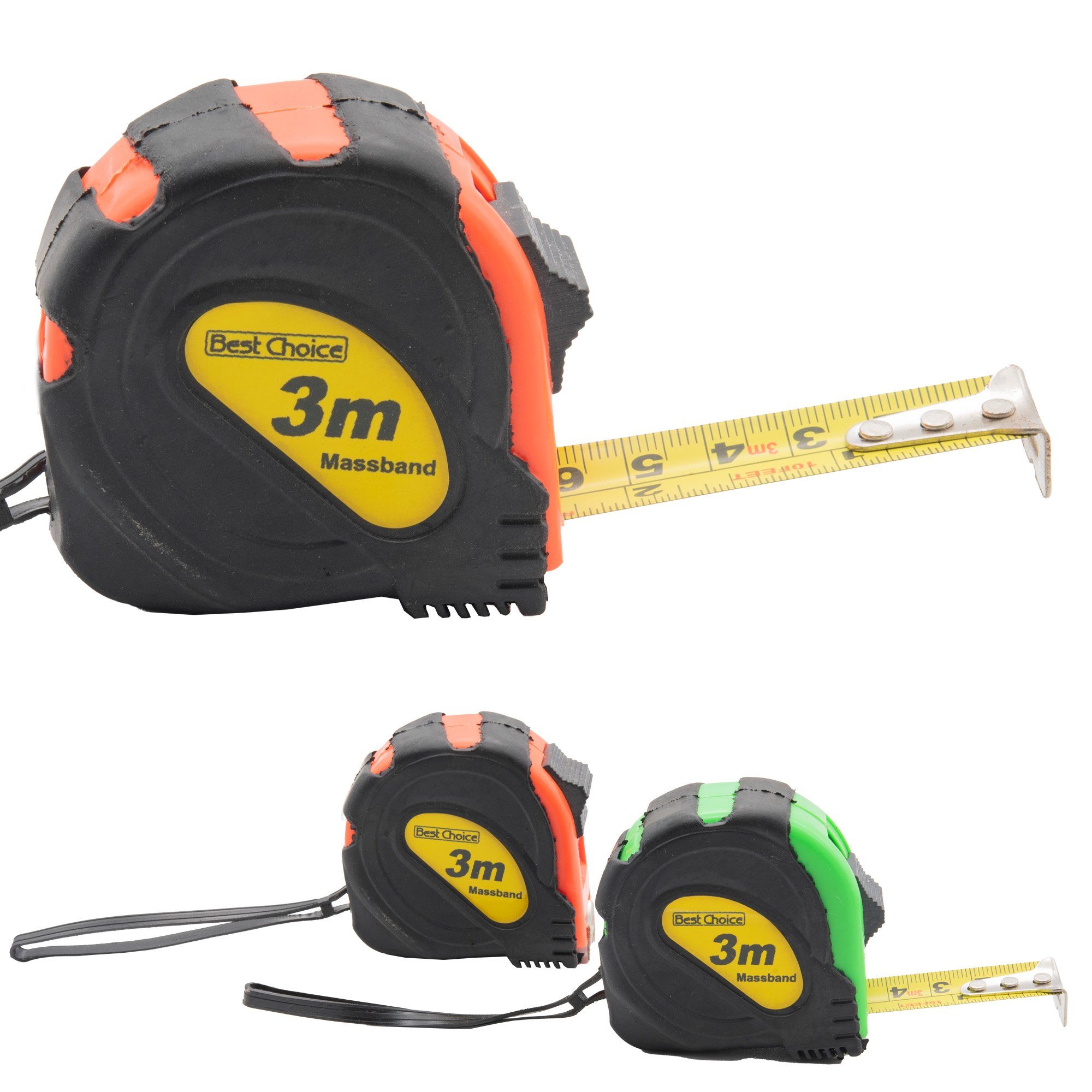 Best Choice Maßband 2x Maßband Bandmaß 3m Rollmaßband Messband, Rollmeter, Rollband, Metermaß, Rücklauf