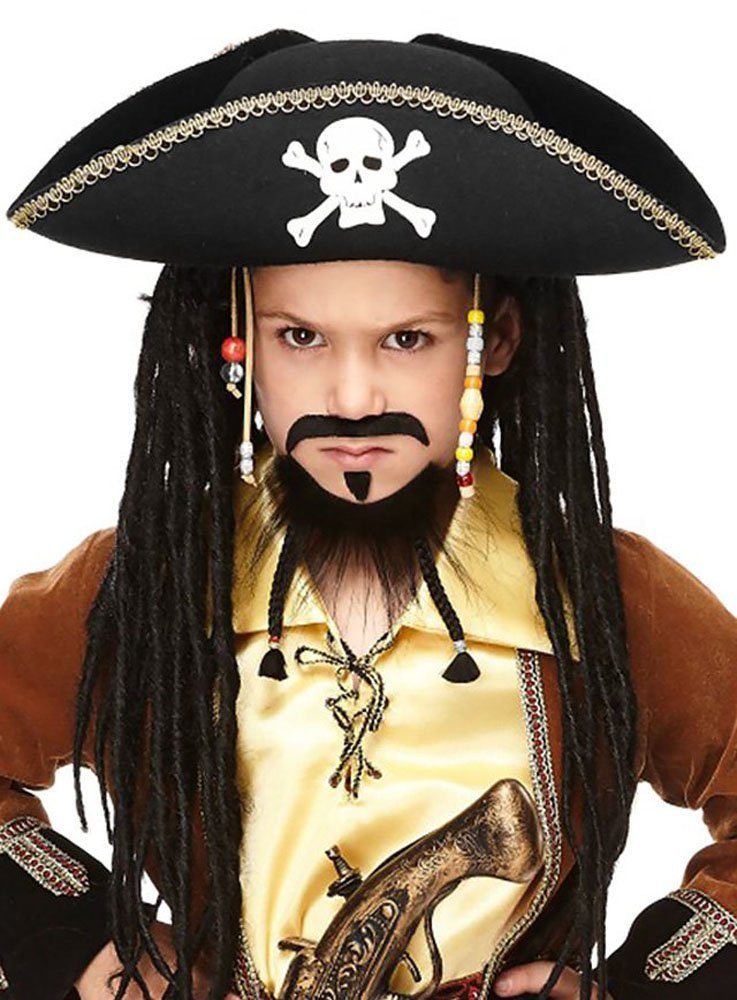 Metamorph Piraten-Kostüm Sparrow Bart, Hochwertiger und zertifizierter Kunstbart für Kinder