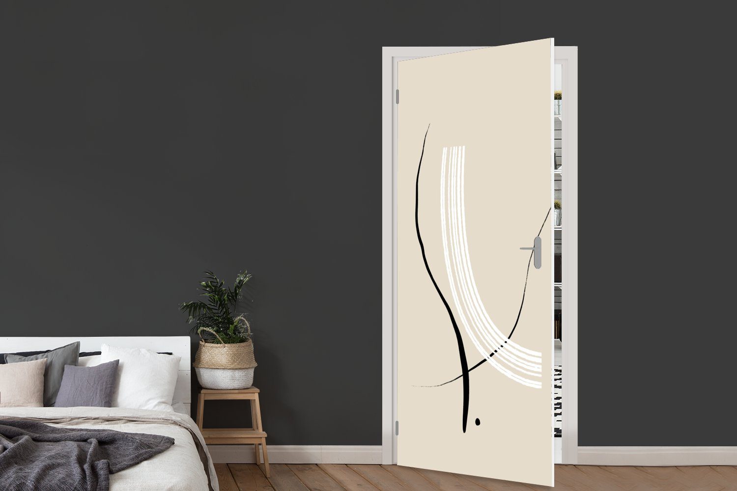 75x205 cm Linie Gestaltung, bedruckt, Pastell für Fototapete MuchoWow (1 - Türtapete Tür, - Matt, St), Türaufkleber,