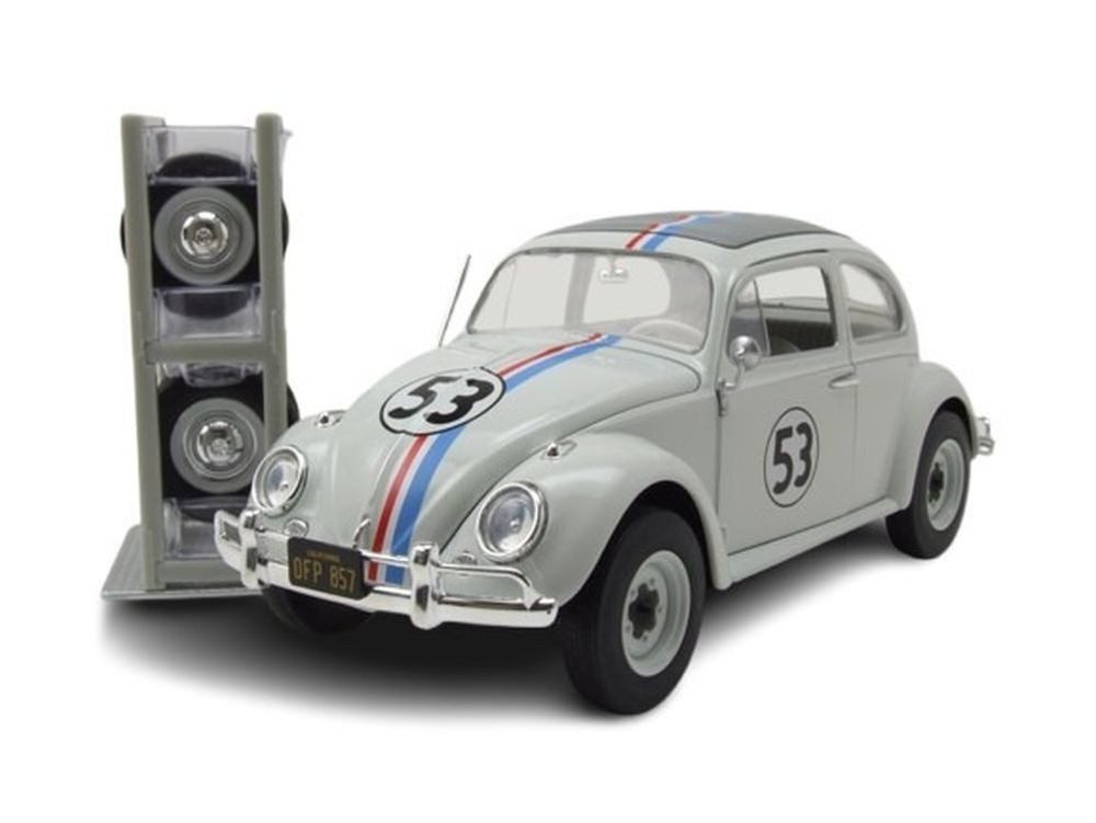 JADA Modellauto VW Käfer #53 weiß Herbie The Love Bug mit extra Reifen, Maßstab 1:24