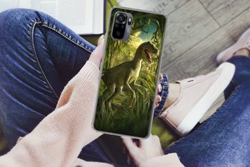 MuchoWow Handyhülle Dinosaurier - Pflanzen - Grün - Illustration - Kinder - Jungen, Phone Case, Handyhülle Xiaomi Redmi Note 10, Silikon, Schutzhülle