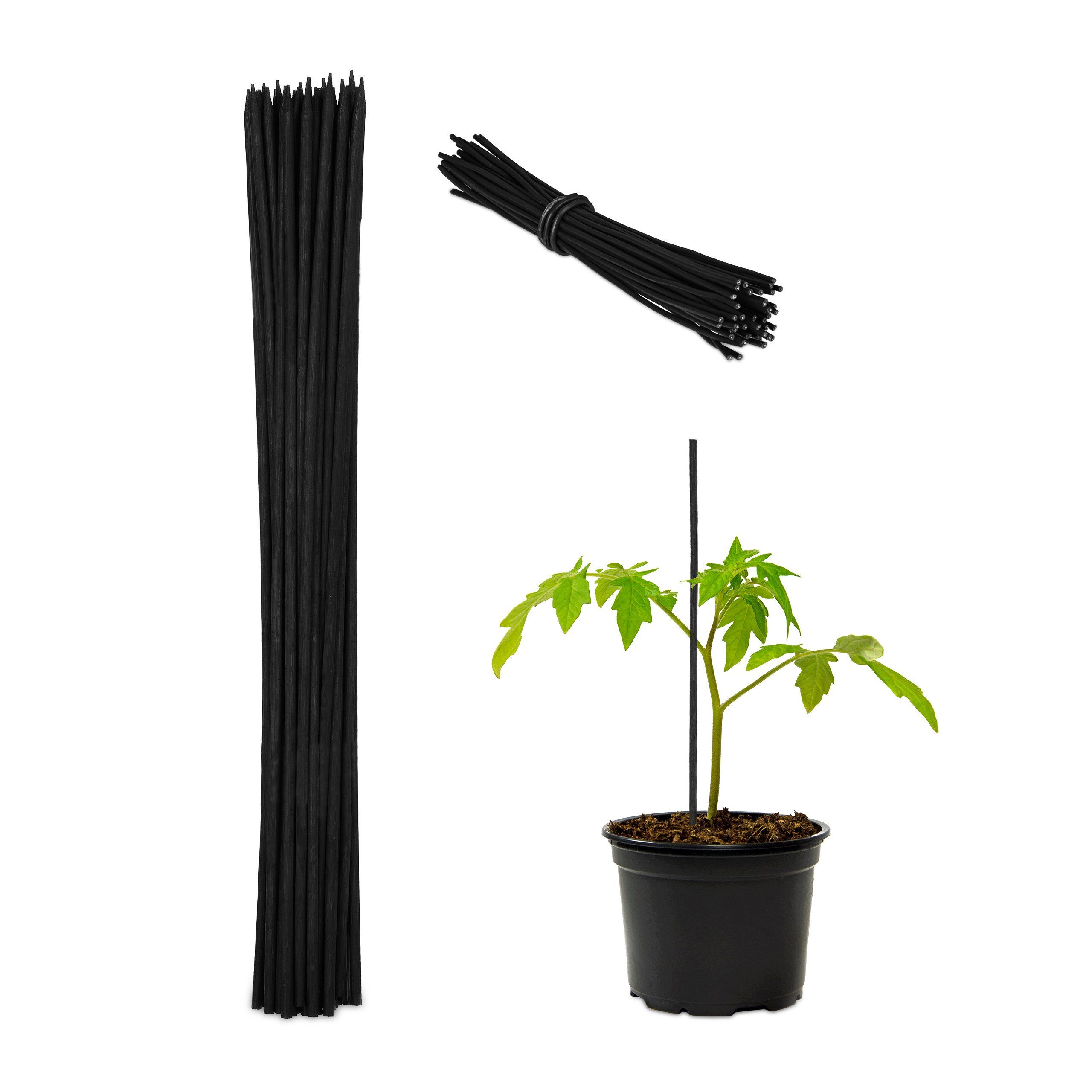 relaxdays Rankhilfe Schwarze Pflanzstäbe 30 cm günstig online kaufen