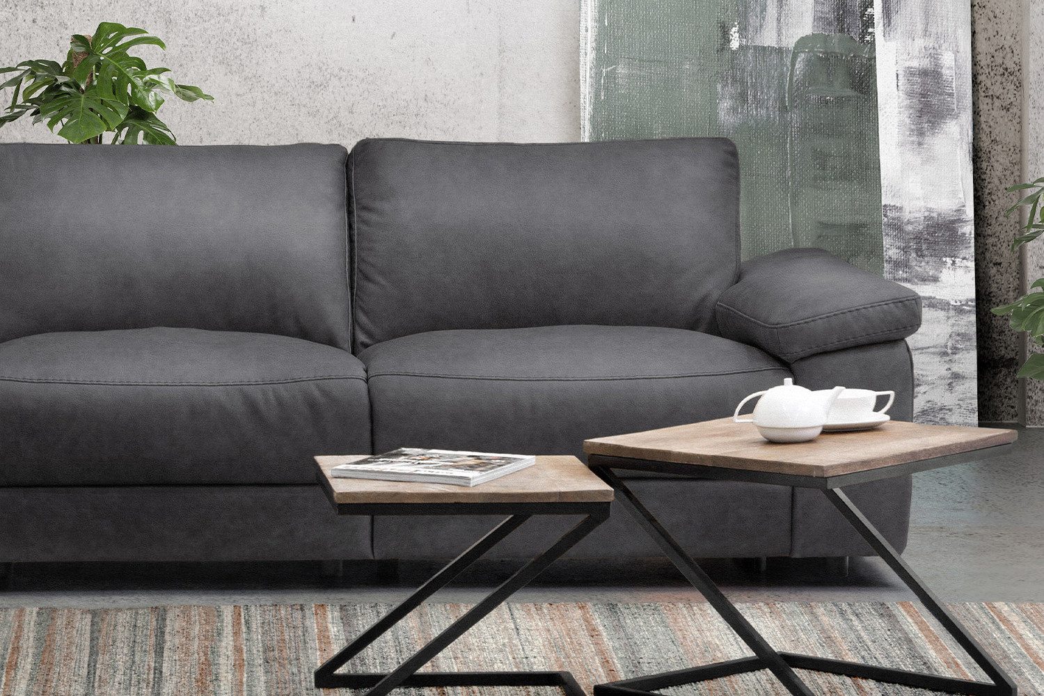 KAWOLA Ecksofa LOLA XL, Couch L-Form rechts oder links, Sitzvorzug motorisch, Stoff oder Leder