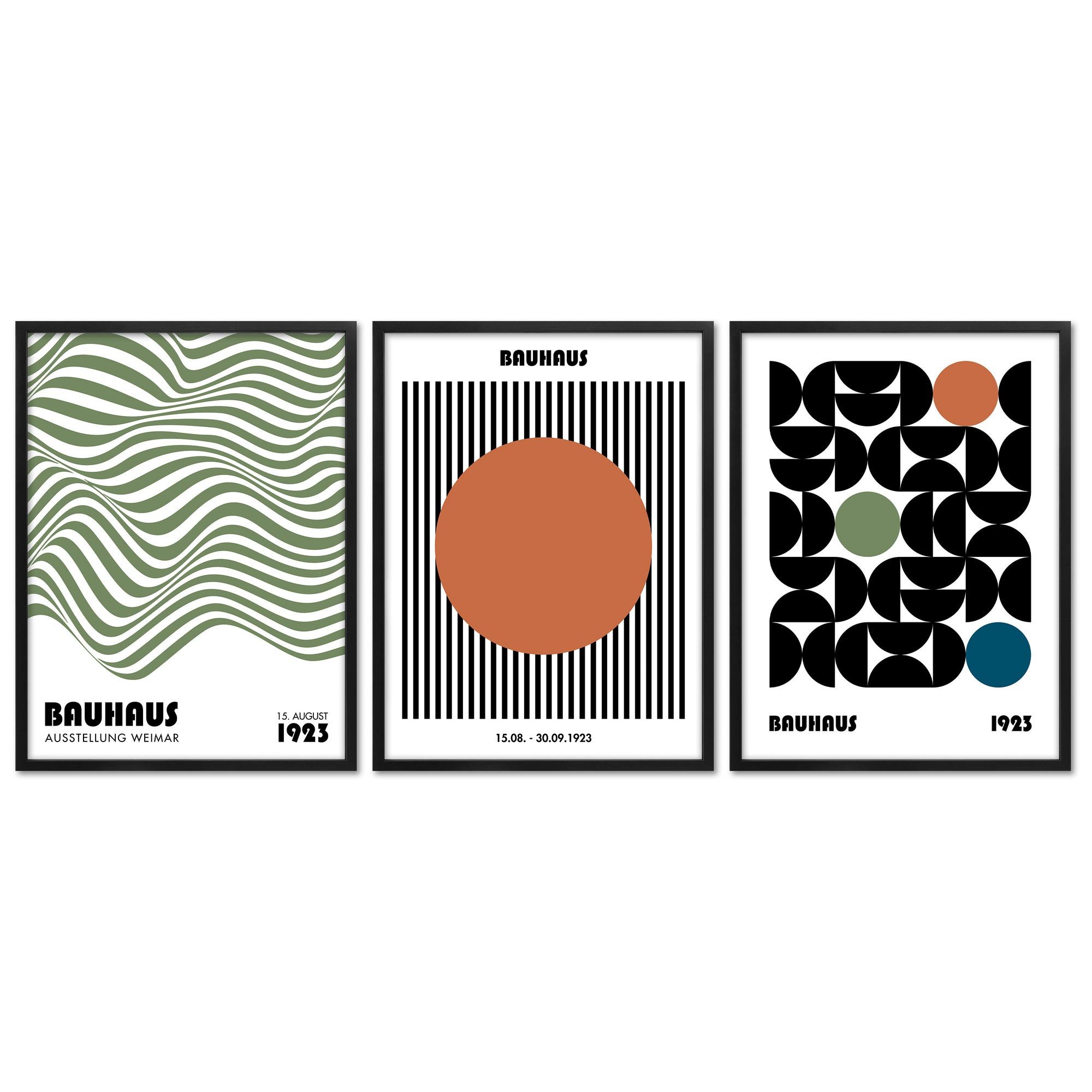 ARTFAVES Bilder-Collage Poster Set - Bauhaus Geometrie 2 - 3 Deko Wandbilder Formen, Kunst, Ab, (Wandbilder modern, 3 St)