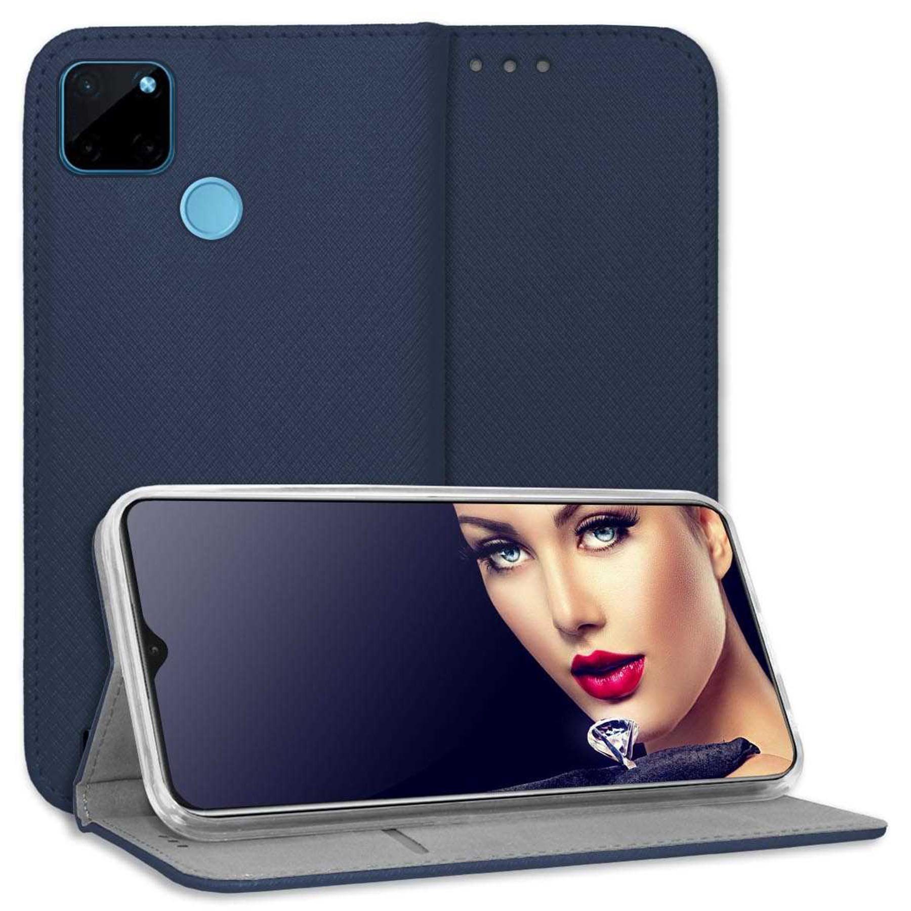 mtb more energy Smartphone-Hülle Smart Magnet für Realme C21Y, Realme C25Y, Blau, Bookstyle Klapphülle Cover Wallet Case aus Kunstleder