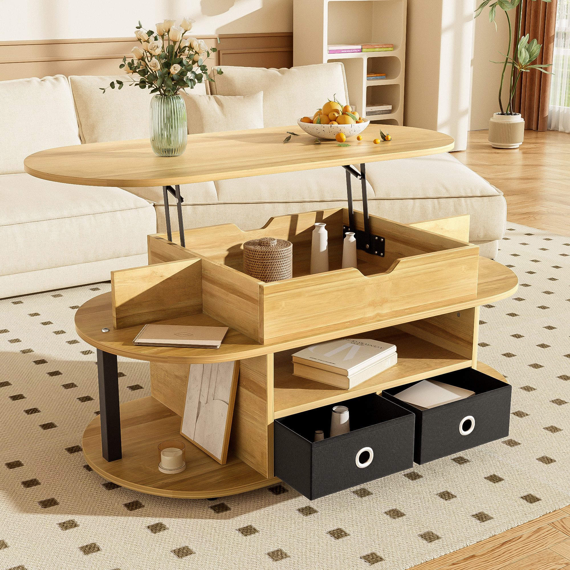Furnishings Home Couchtisch Ablagetisch Holzmaserung Multifunktionaler günstig online kaufen
