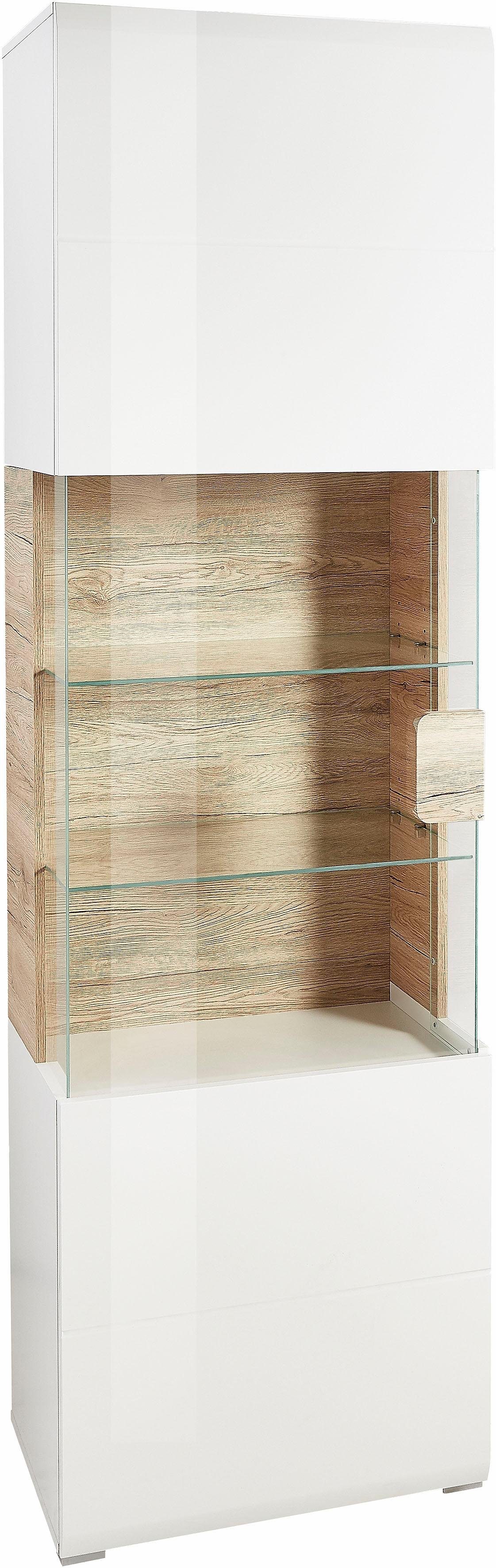 OTTO home Vitrine Toledo,Höhe 204 cm trendige Glasvitrine mit dekorative Fräsungen Standvitrine ohne Beleuchtung, viel Stauraum, hochglanz Front MDF