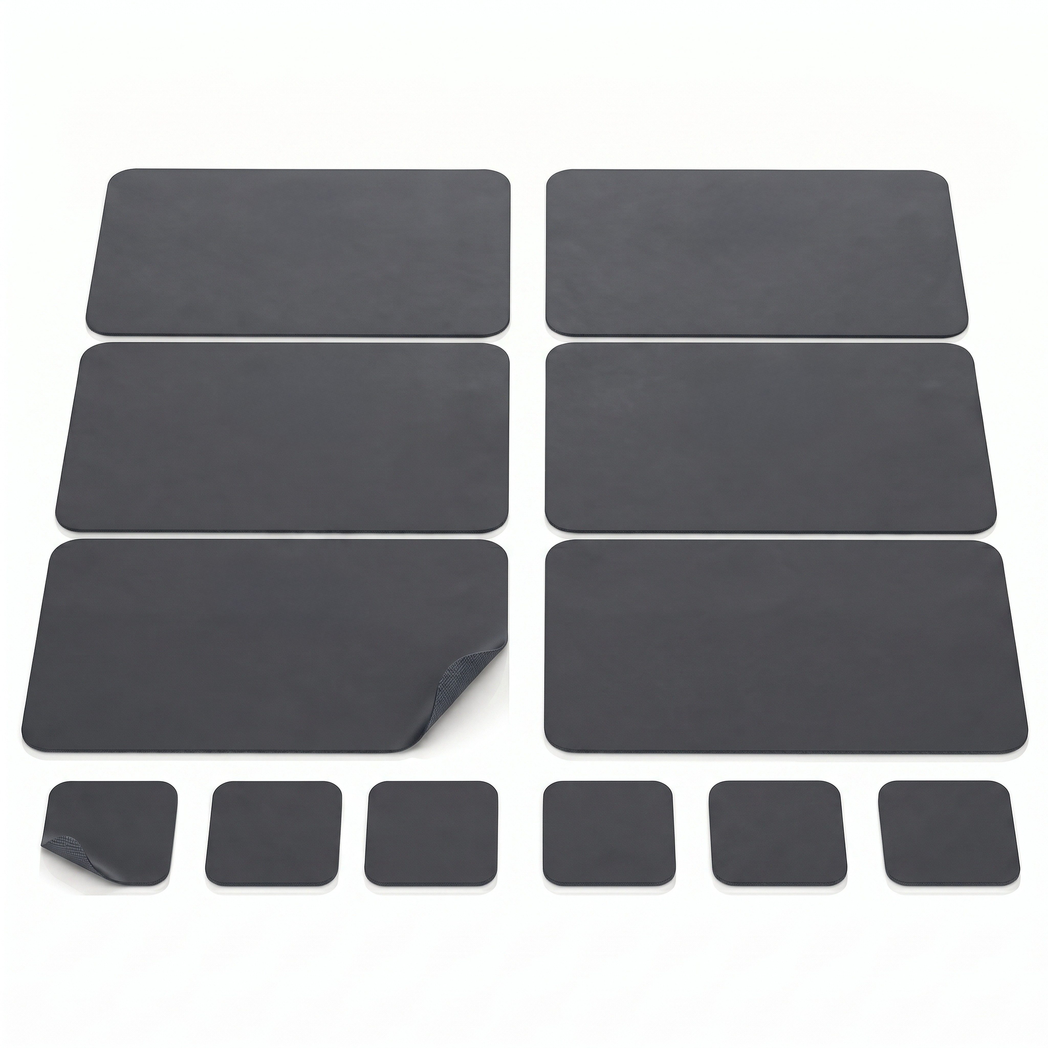 Arendo Platzset 6er Set Premium Tischset doppelseitig, eckig, Kunstleder, rutschfest, (Set, 12-St., 6 Tischsets, 6 Getränkeuntersetzer), wasserabweisend, abwischbar, Tellerunterlage & Getränkeuntersetzter