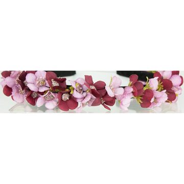 Trachtenland Trachtenhut Blumen Haarreif 'Elfe' - Schmaler Blütenkranz, Ro