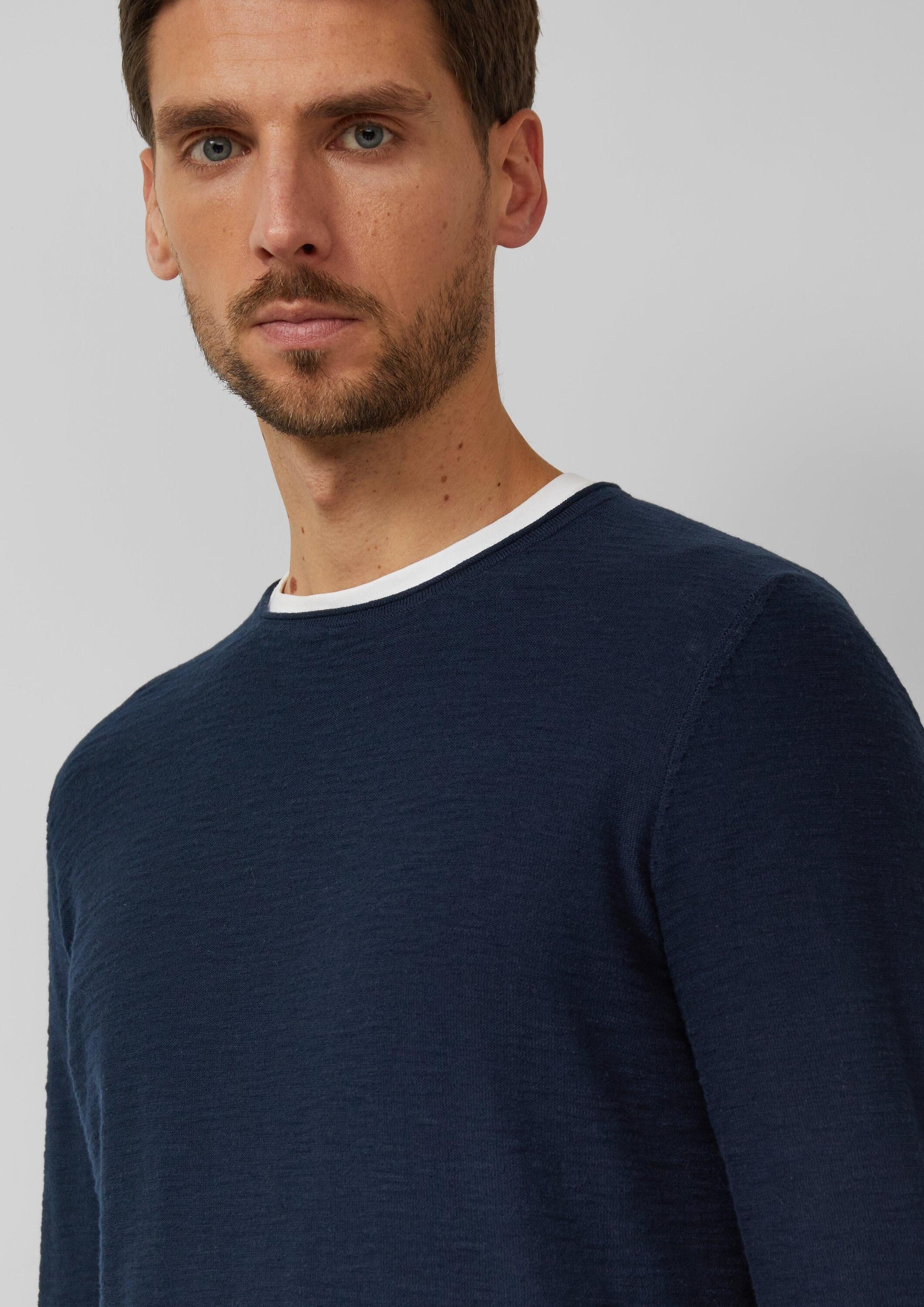 s.Oliver Longpullover Strickpullover Strickpullover mit Flammgarnstruktur und Rollkante