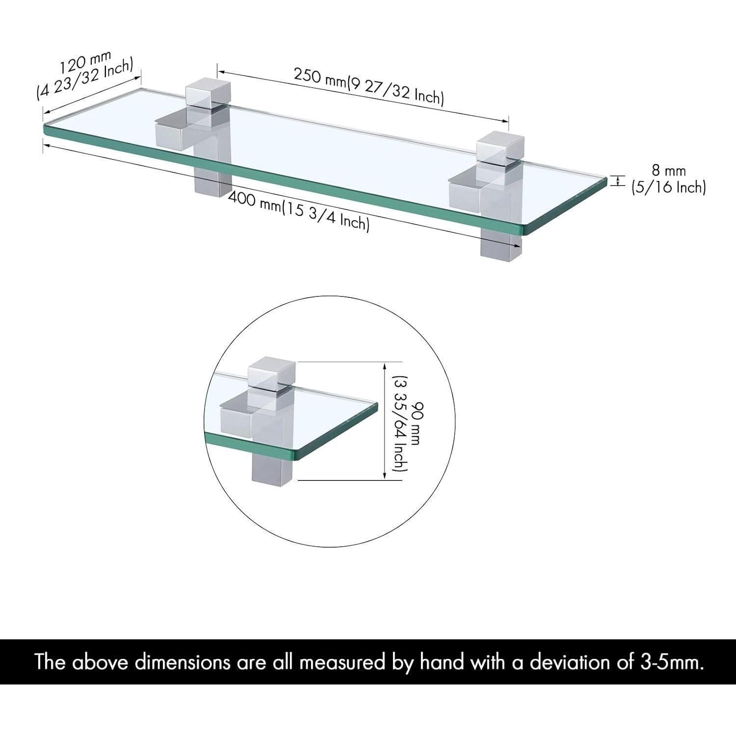 LuxusKollektion Duschregal Duschablage Glasablage Hartglas 8 mm 40 cm 2 Stücke 40 CM Poliert