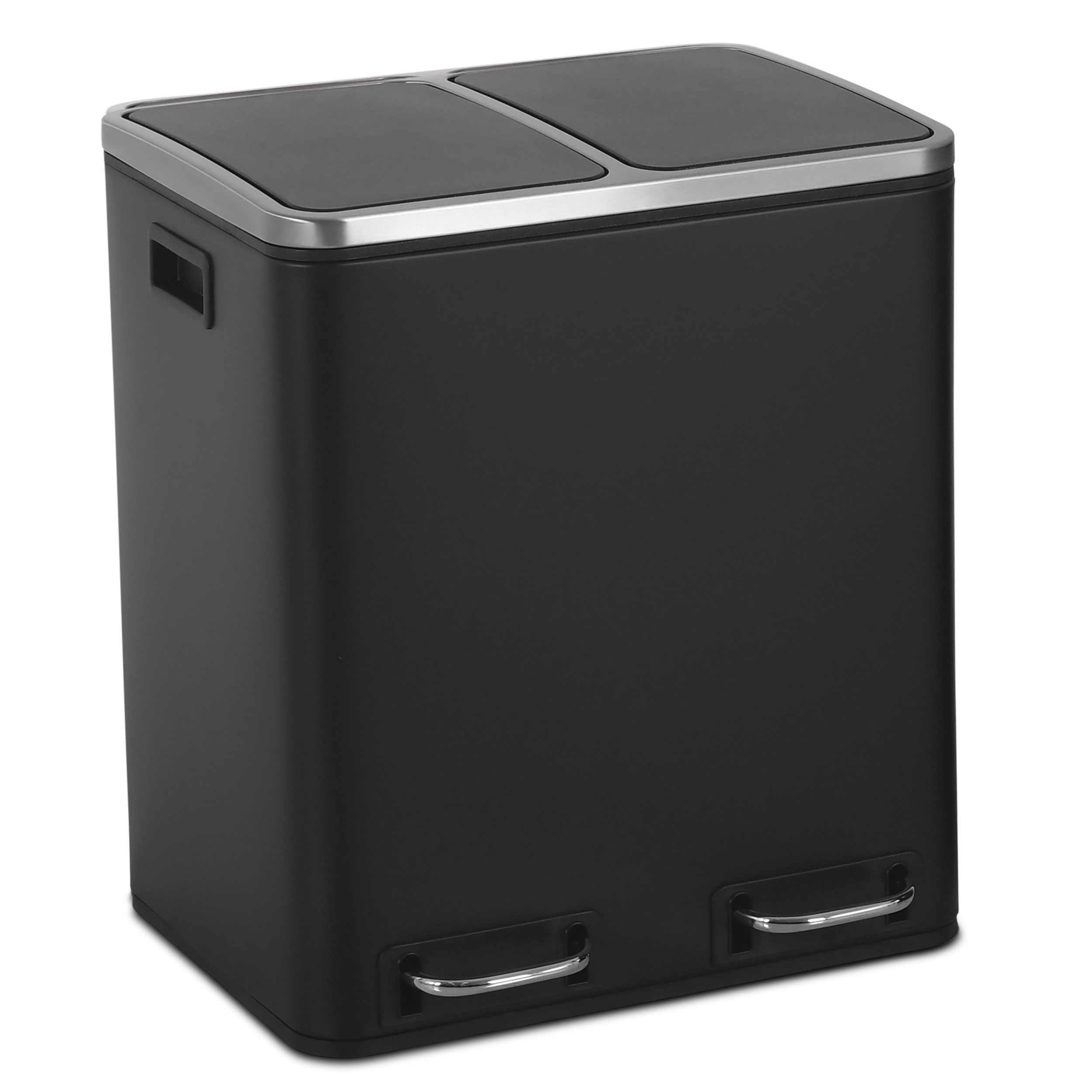 Raburg Mülltrennsystem Abfalleimer 2 x 15 L, Treteimer Küche, mit Deckel und Pedal, Charly, rechteckig, mit 2 Inneneimer, hygienisch, langsam schließend
