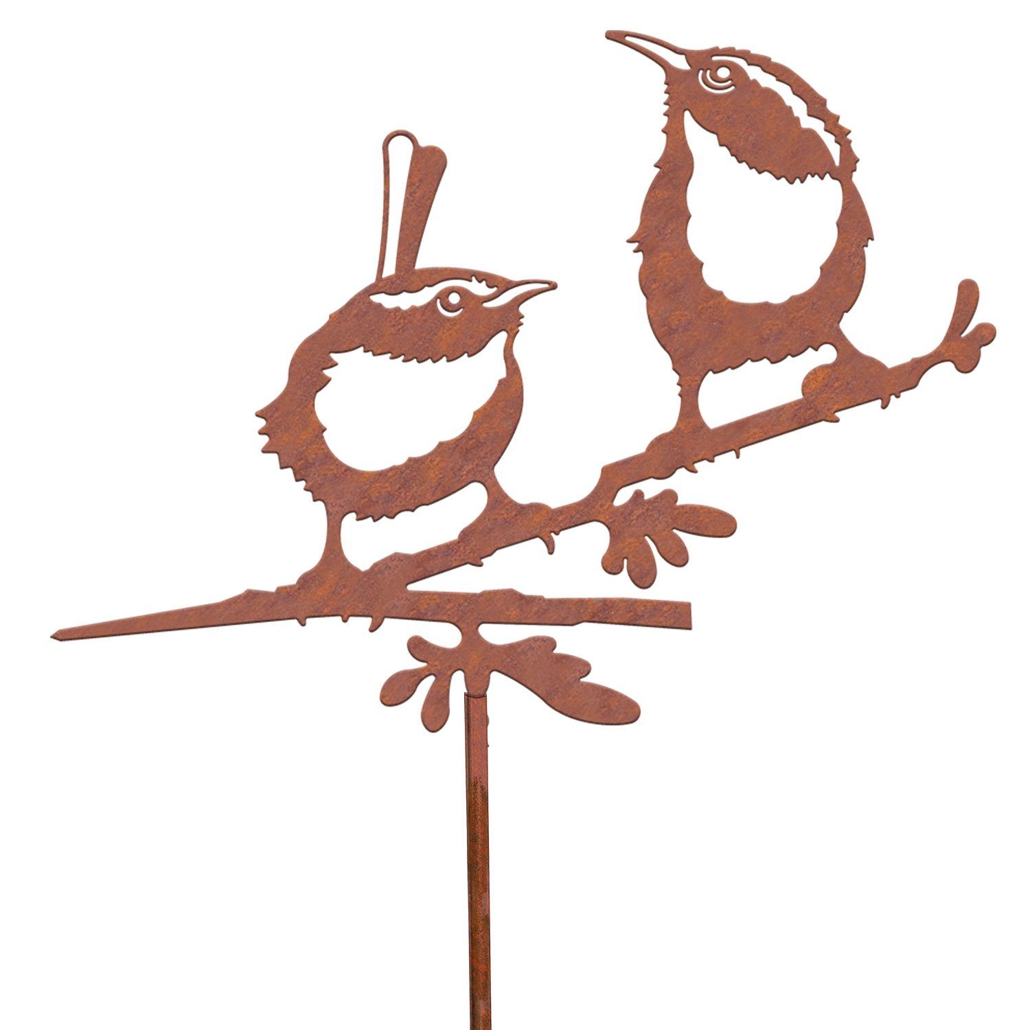 ILLUMINO Gartenfigur Gartenstecker Dekostecker Glücksvogel Zaunkönig