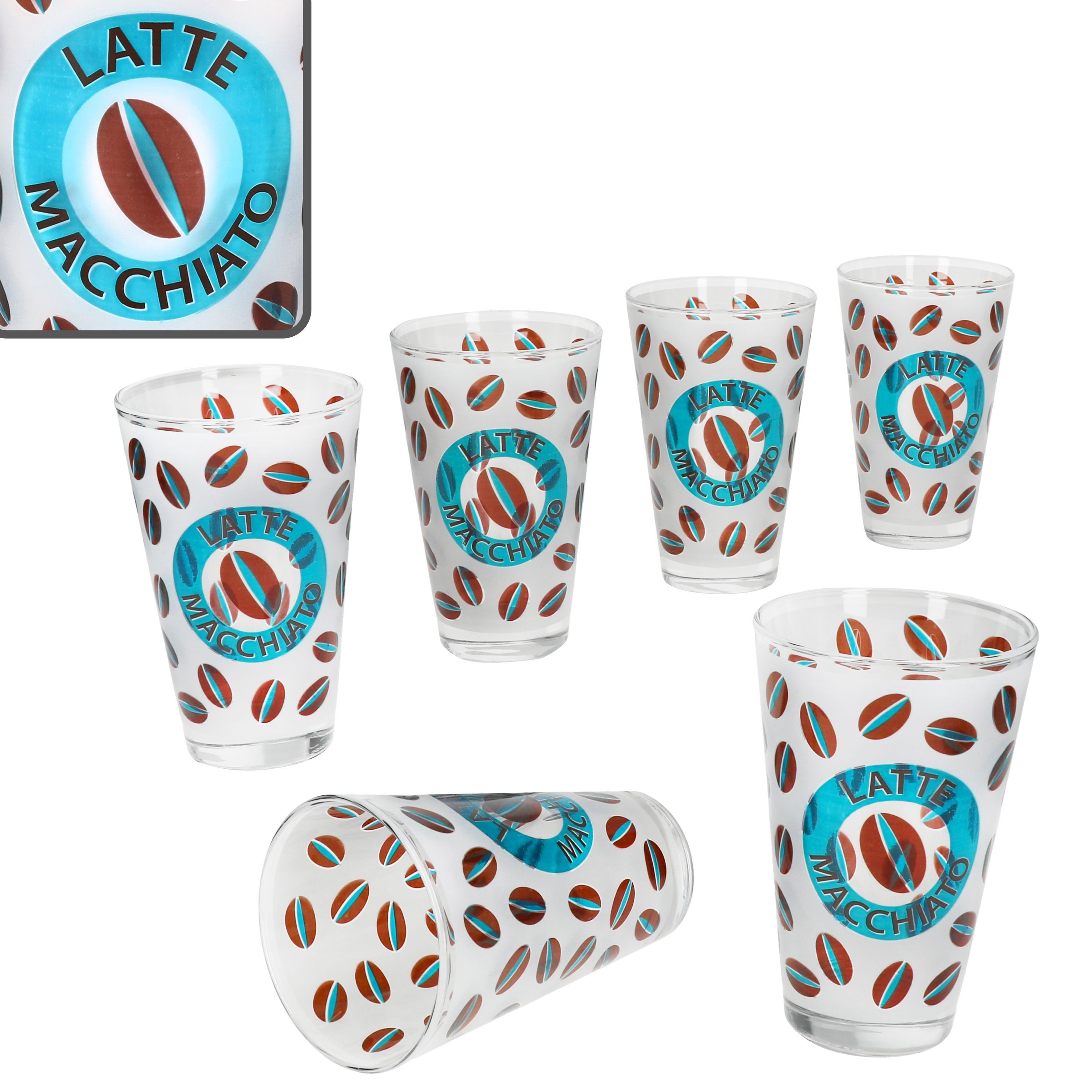 Ritzenhoff & Breker Latte-Macchiato-Glas Ritzenhoff 6x Cremona Latte Macchiato Gläser 240ml blau Eis-Kaffee, Glas